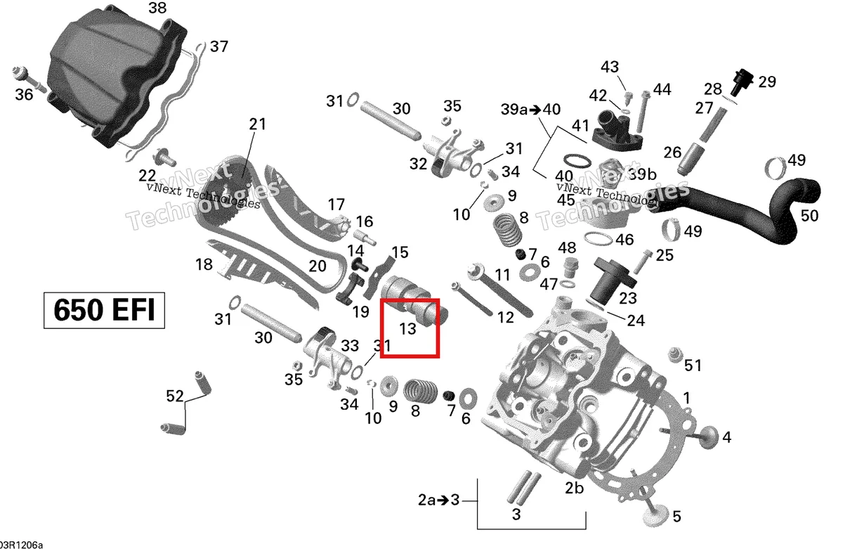 Деталь 420620023 (Распред.вал) на схеме узла 2012 Can-Am Outlander 650EFI STD & XT Cylinder Head, Front