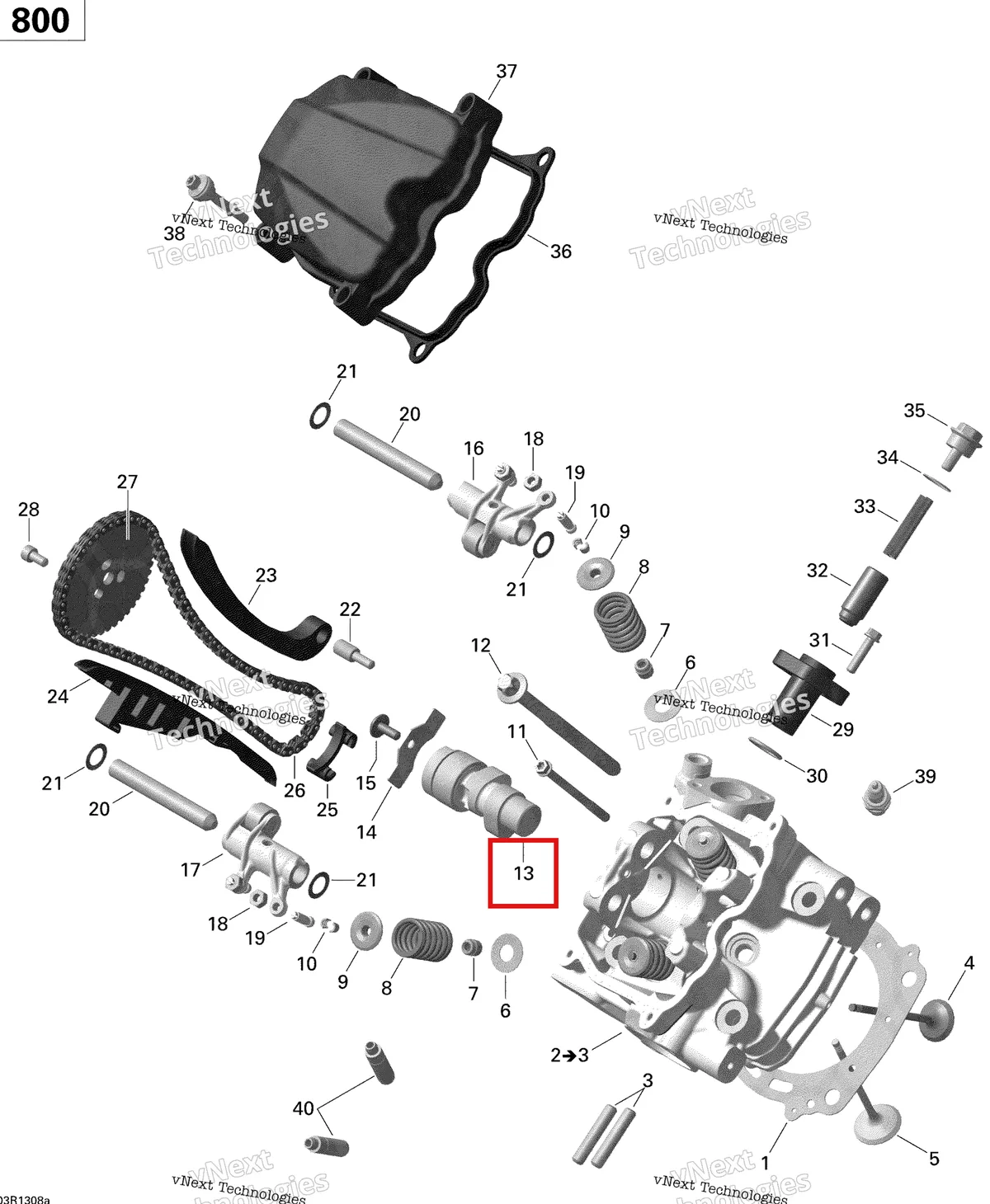 Деталь 420620026 на схеме узла 2013 Can-Am OUTLANDER 800R EFI, STD, DPS, XT & XT-P Cylinder Head, Front