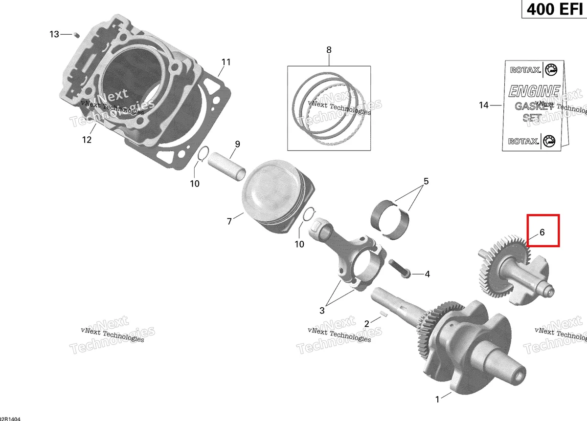 Деталь 420620035 на схеме узла 2014 Can-Am OUTLANDER 400 EFI, STD, XT Crankshaft And Pistons