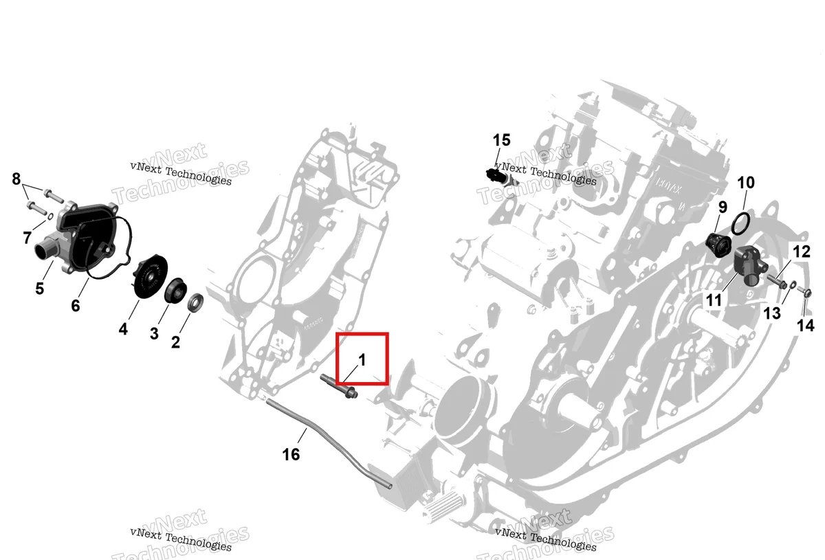 Деталь 420620261 (Водяной насос вал Can-Am Outlander 4x4 XT 1000R (2025) (420620261)) на схеме узла 2026 Can-Am OUTLANDER - 2X4 - STD - 500 - 1KTB - Legion Red Rotax - Engine Cooling