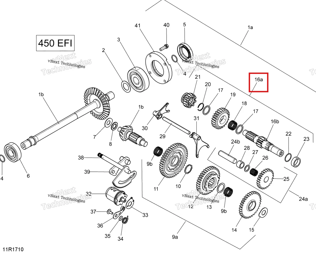 Деталь 420620441 на схеме узла 2018 Can-Am OUTLANDER - 4X4 - DPS - 450 EFI - 2WJA - Orange Crush Rotax - Gearbox