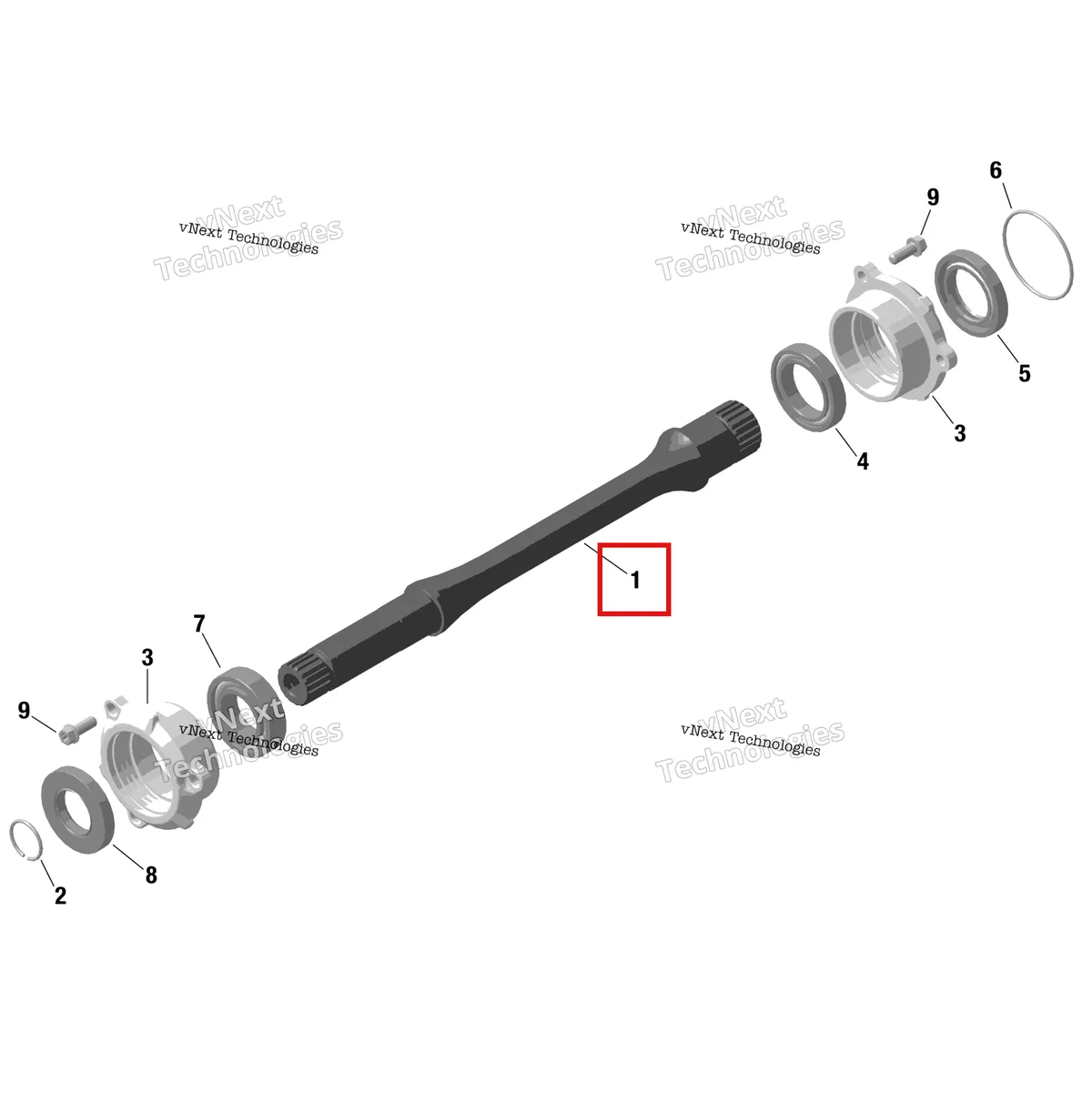 Деталь 420620511 на схеме узла 2024 Can-Am Outlander 850 EFI 4X4 - 2ARA - DPS Package - Granite Grey Rotax - Drive Shaft