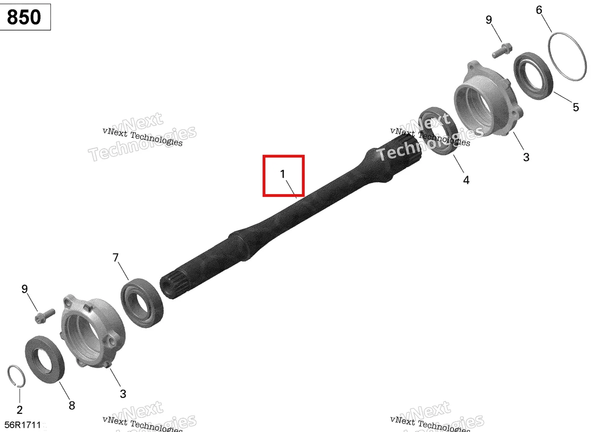 Деталь 420620512 (Приводной вал включает 1 to 2 Can-Am Renegade 4x4 STD 850 EFI (2018) (420620512)) на схеме узла 2022 Can-Am Outlander 850 EFI - STD Rotax - Drive Shaft - 850 Efi