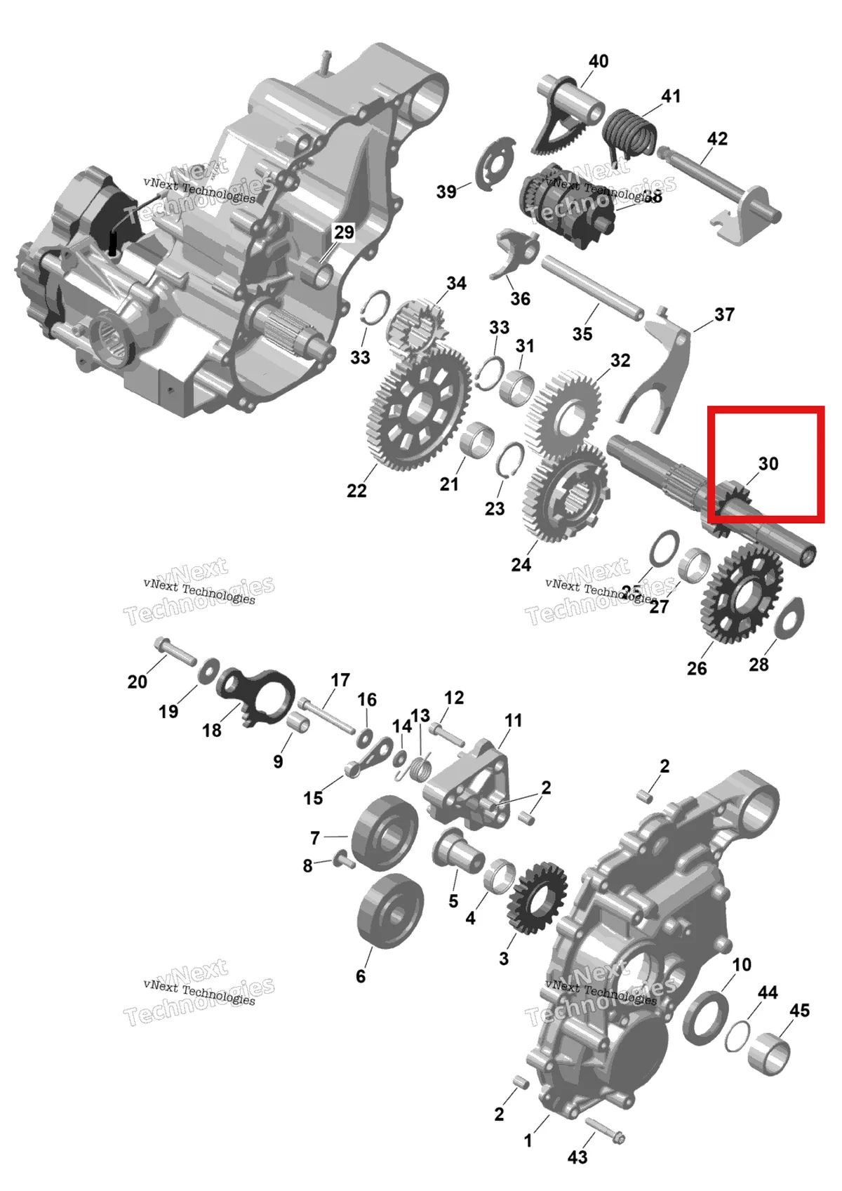 Деталь 420620674 на схеме узла 2026 Can-Am RENEGADE - 4X4 - XMR - 650 EFI - 5TTA - Catalyst Gray Rotax - Gearbox 2