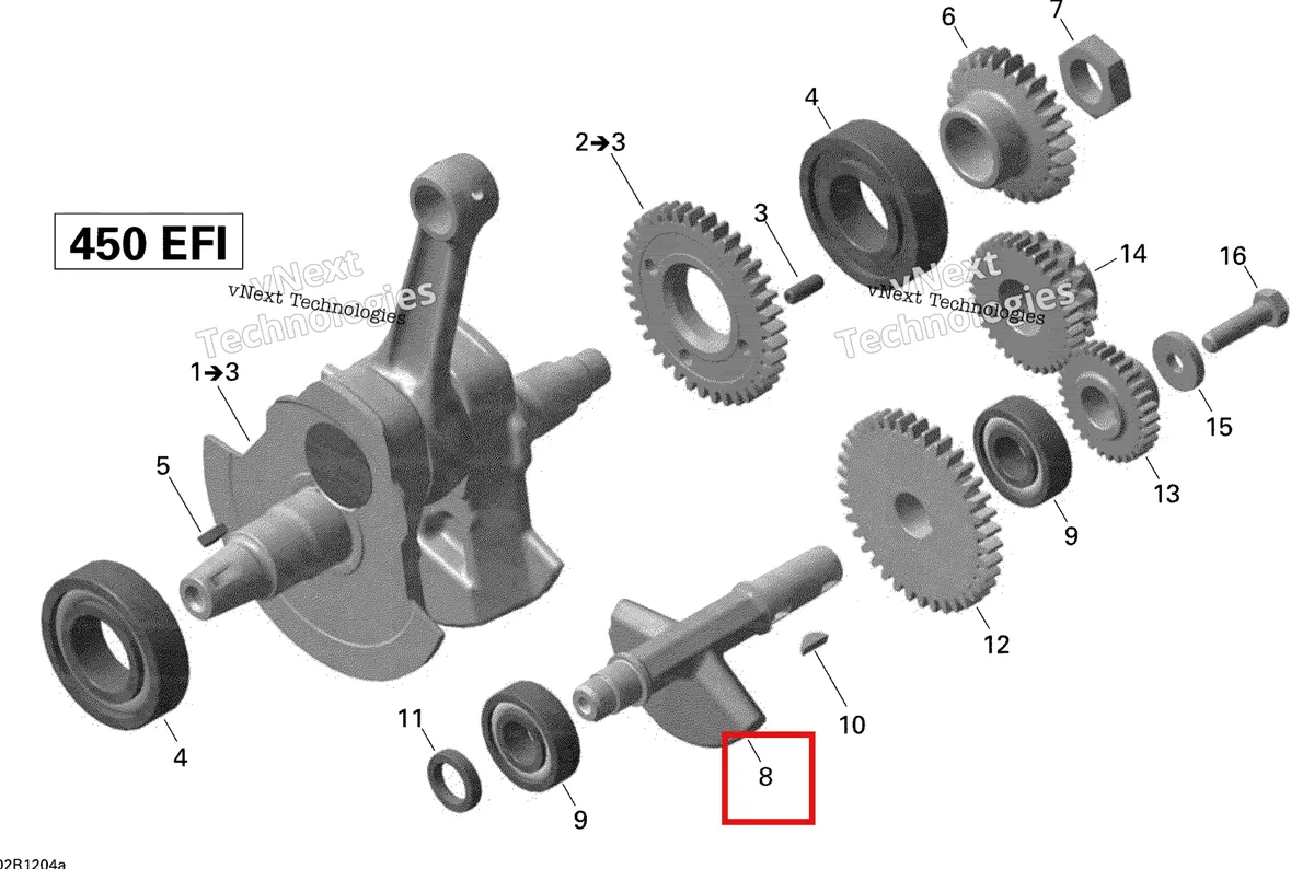 Деталь 420620800 на схеме узла 2015 Can-Am DS 450EFI STD Crankshaft