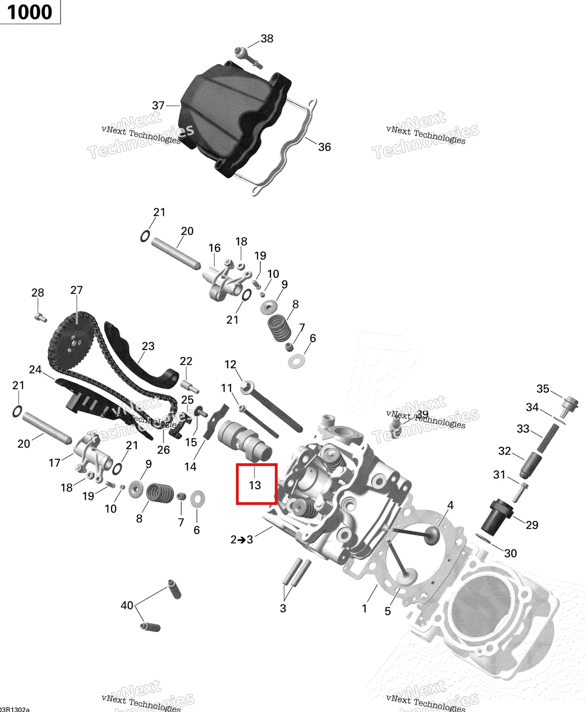 Деталь 420620865 на схеме узла 2013 Can-Am COMMANDER LTD 1000 Cylinder Head, Front