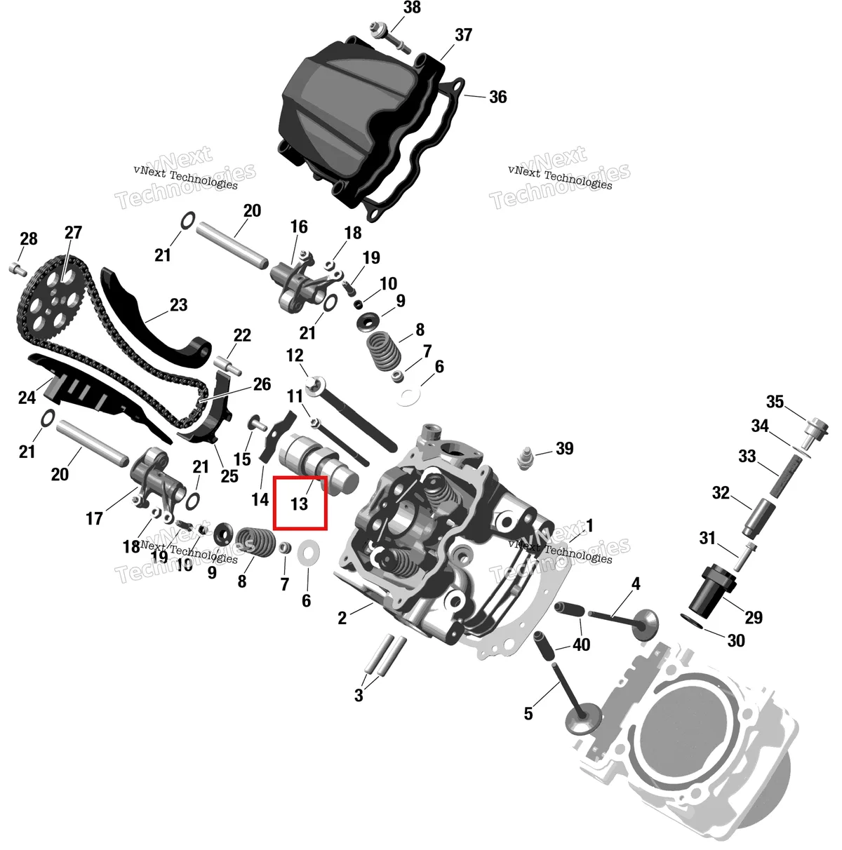 Деталь 420620866 на схеме узла 2024 Can-Am Outlander 850 EFI 4X4 - 2ARA - DPS Package - Granite Grey Rotax - Front Cylinder Head
