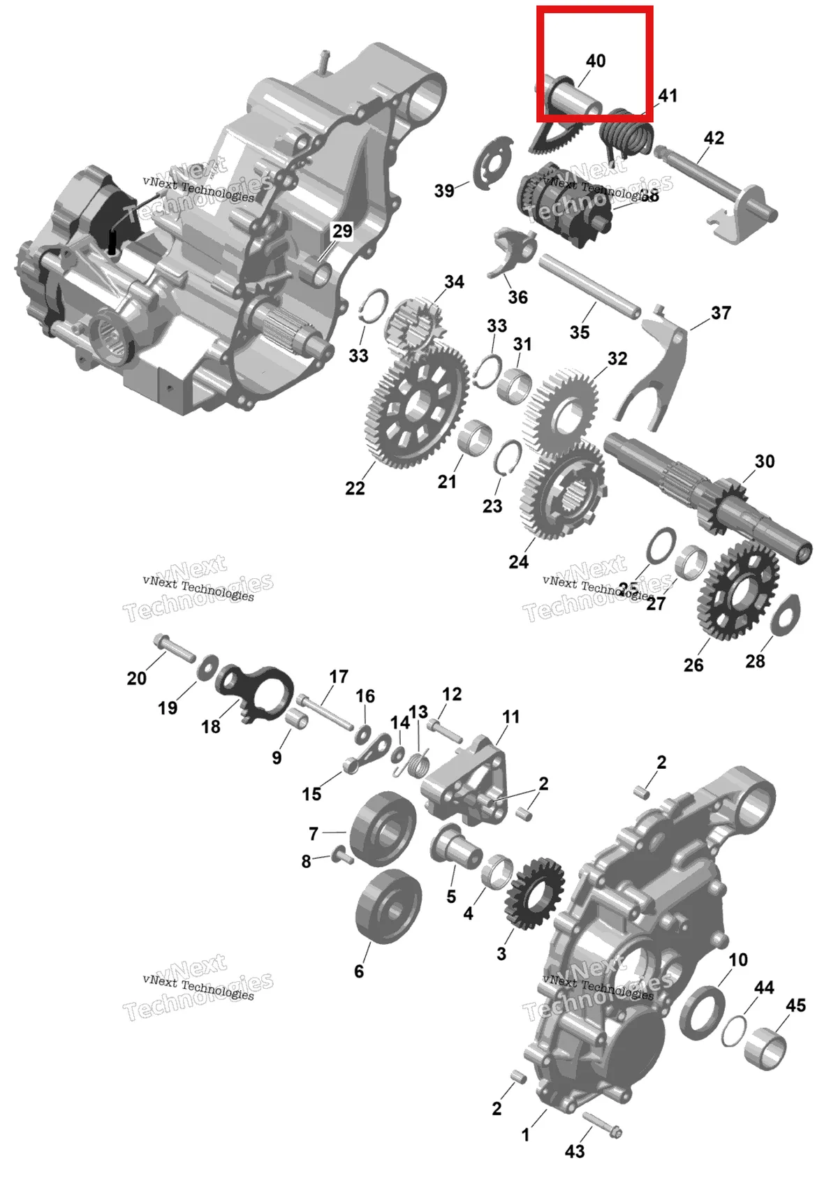 Деталь 420620923 на схеме узла 2026 Can-Am RENEGADE - 4X4 - XMR - 650 EFI - 5TTA - Catalyst Gray Rotax - Gearbox 2
