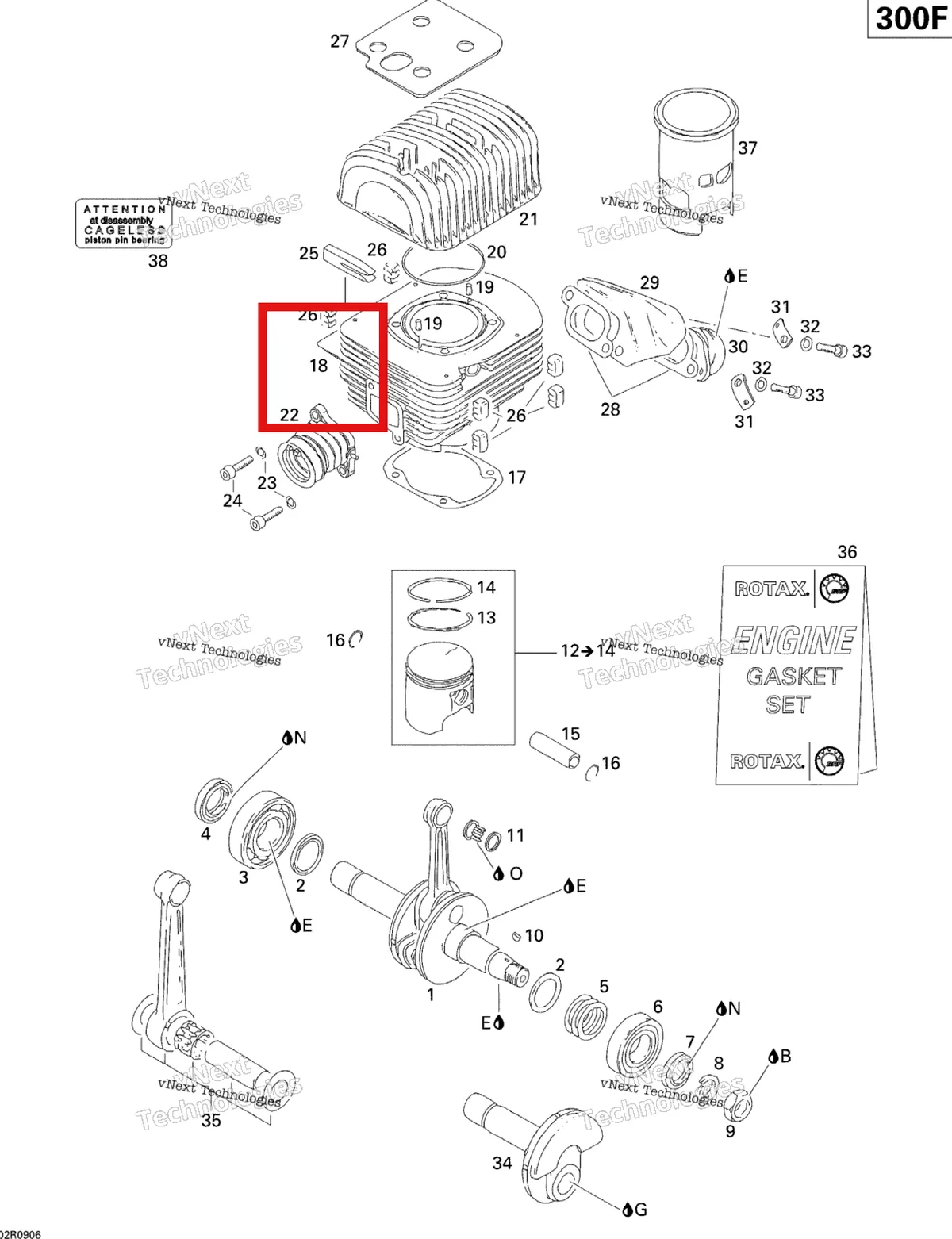 Деталь 420623180 (Цилиндр С Втулкой) на схеме узла 2009 Ski-Doo Skandic Tundra Crankshaft, Piston And Cylinder