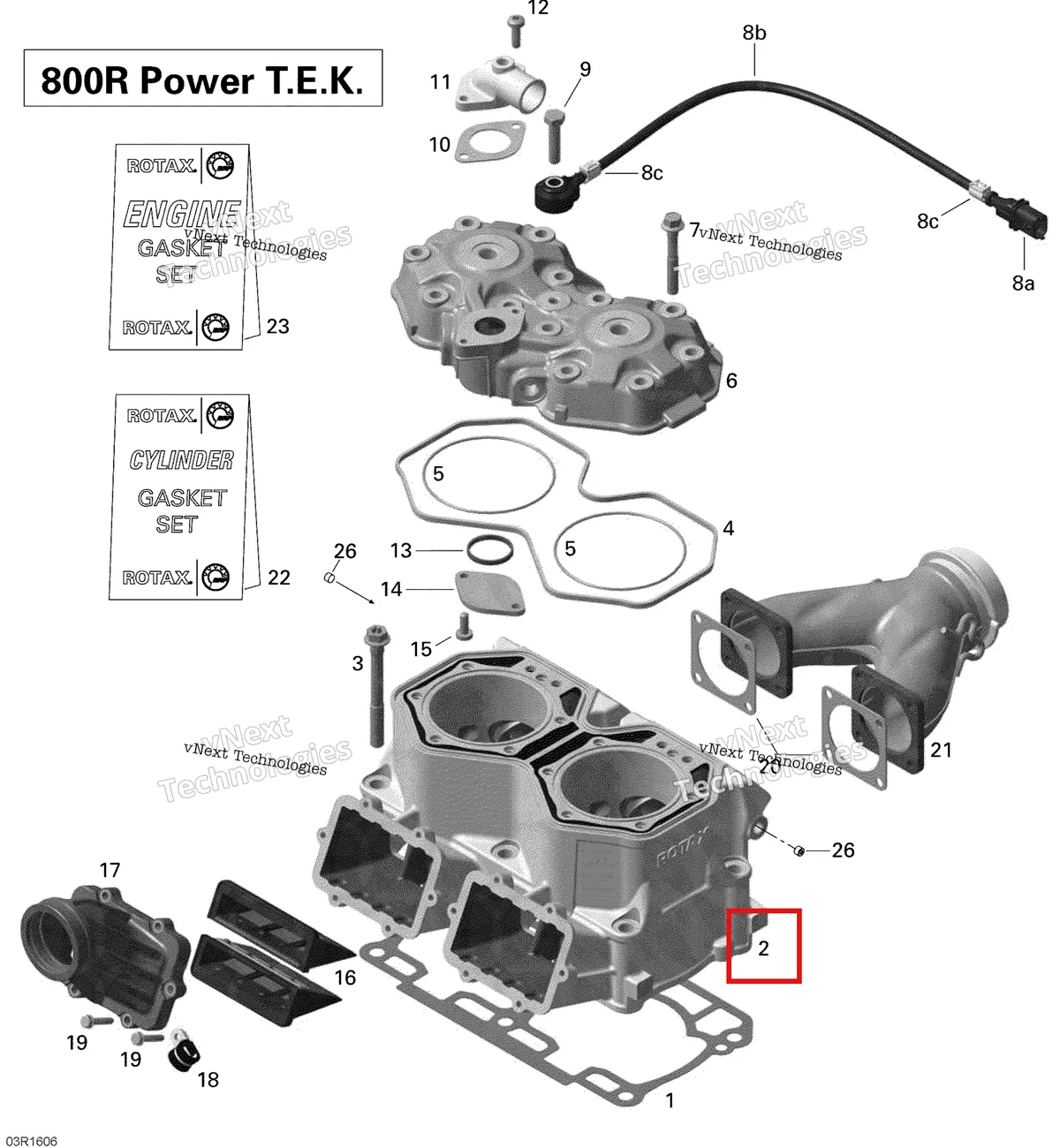 Деталь 420623246 на схеме узла 2016 Ski-Doo SUMMIT 800R P-TEK Cylinder And Cylinder Head - 800R Ptek