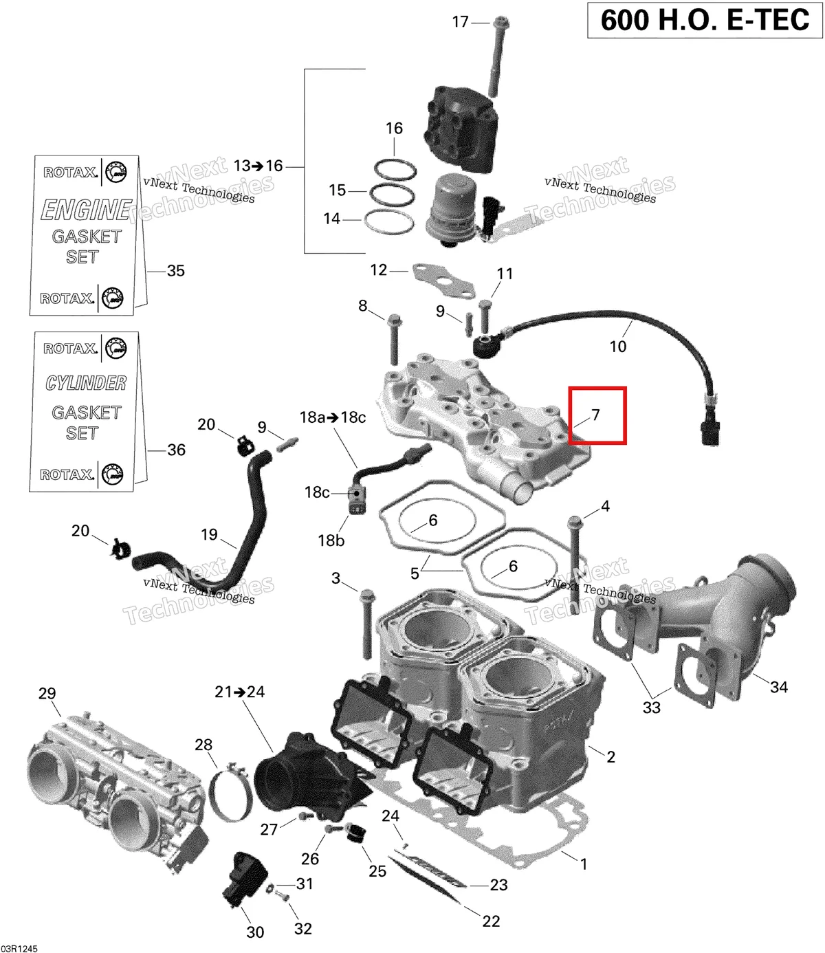 Деталь 420623292 (Крышки Головки Цилиндра) на схеме узла 2012 Ski-Doo Skandic SWT 600 H.O. E-TEC Cylinder Head