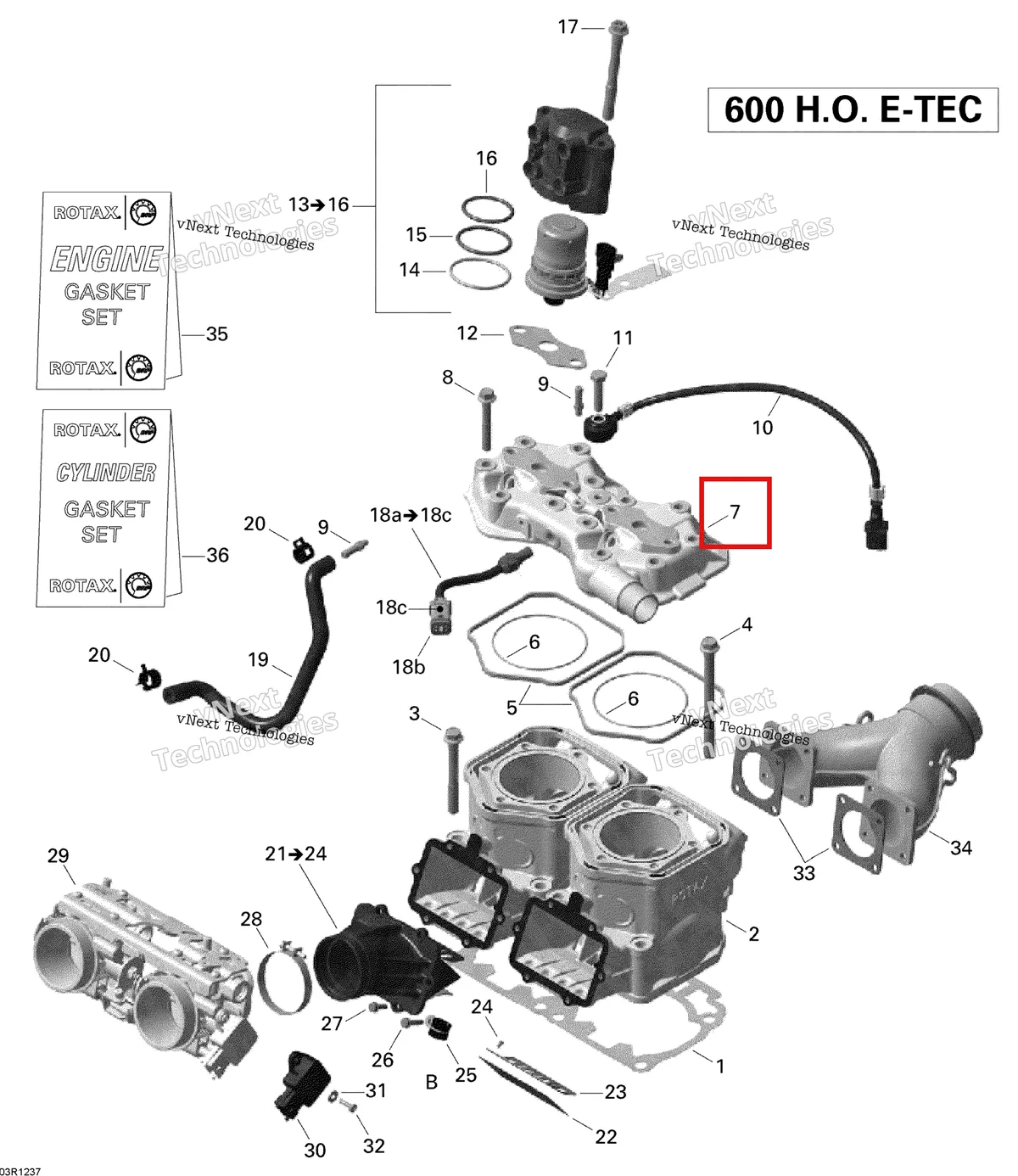 Деталь 420623294 (Крышки Головки Цилиндра) на схеме узла 2012 Ski-Doo Expedition LE 600HOETEC XU Cylinder And Cylinder Head
