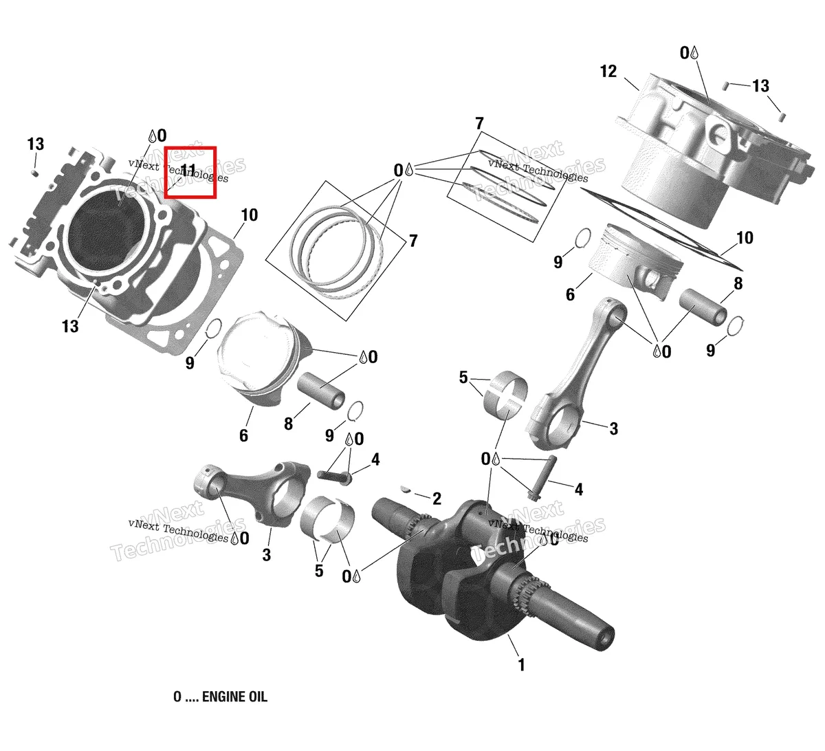 Деталь 420623566 на схеме узла 2020 Can-Am Outlander MAX 6X6 - 1000 EFI Crankshaft, Piston And Cylinder