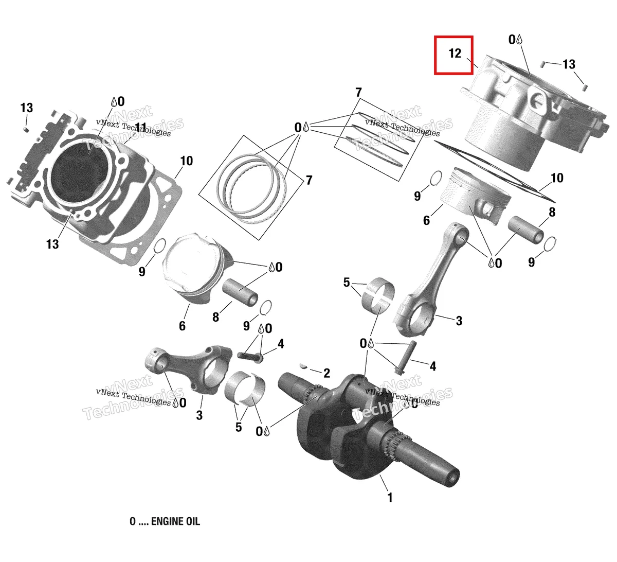 Деталь 420623568 на схеме узла 2020 Can-Am Outlander MAX 6X6 - 1000 EFI Crankshaft, Piston And Cylinder