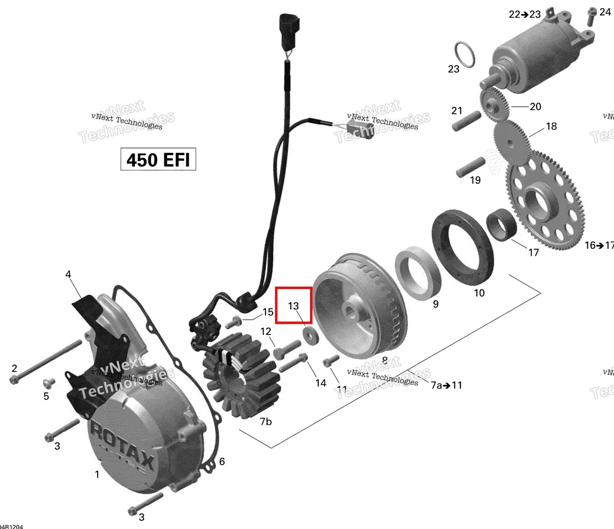 Деталь 420626460 на схеме узла 2015 Can-Am DS 450EFI STD Magneto And Electric Starter