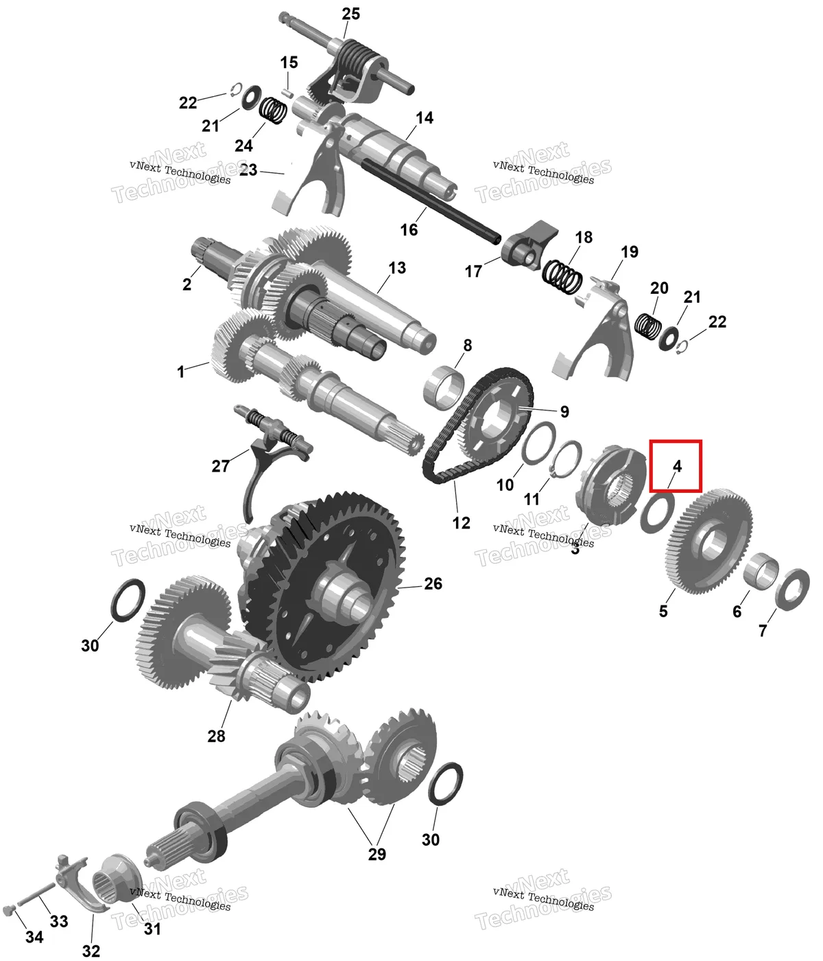 Деталь 420626854 (Упорный шайба Can-Am Commander MAX 1000R EFI XT (2024) (420626854)) на схеме узла 2026 Can-Am Commander - 1000R EFI - DPS - 6PTB - Compass Green - 60