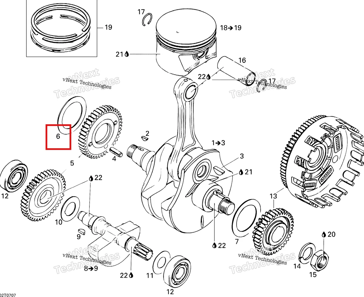 Деталь 420627030 на схеме узла 2007 Can-Am DS 650 X Crankshaft And Pistons