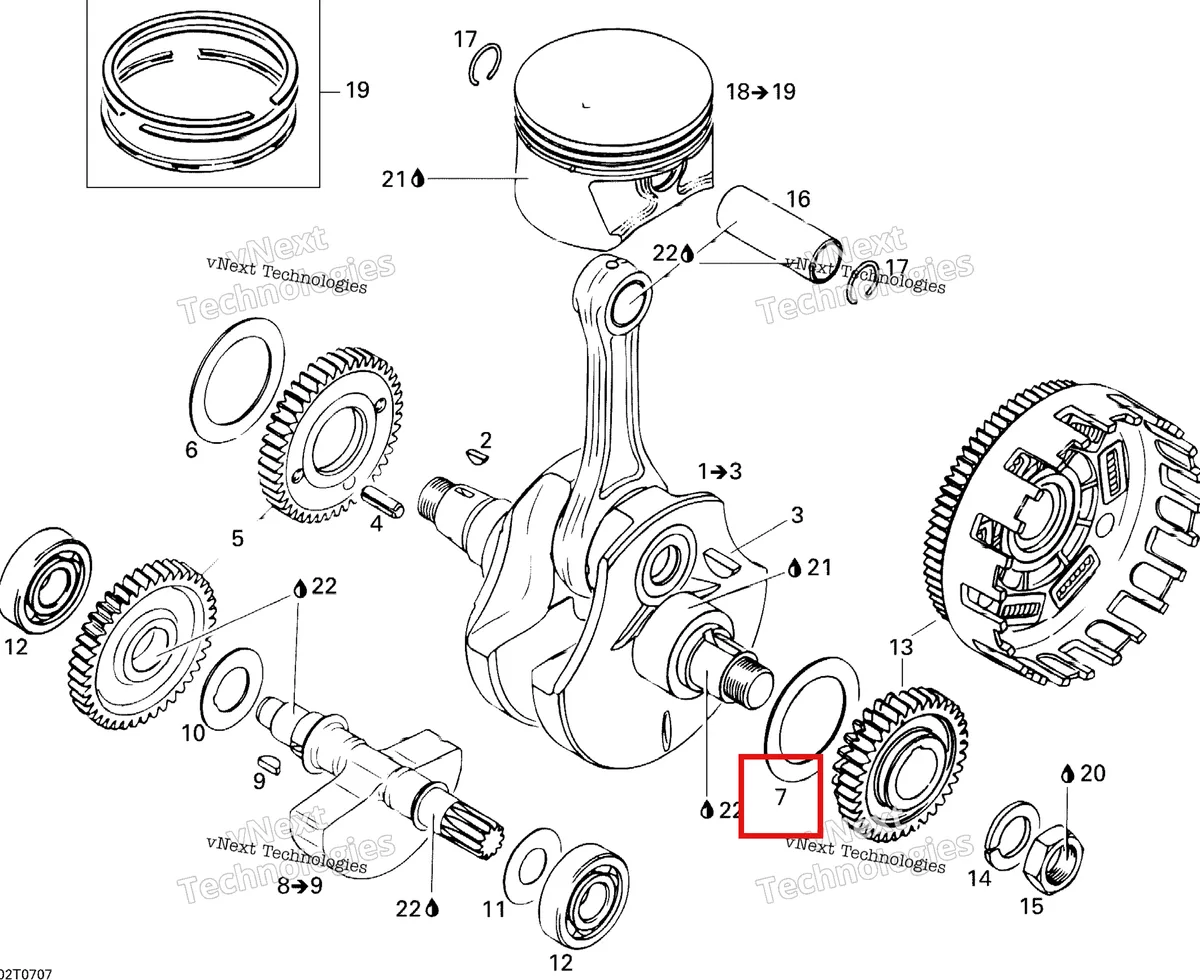 Деталь 420627032 на схеме узла 2007 Can-Am DS 650 X Crankshaft And Pistons
