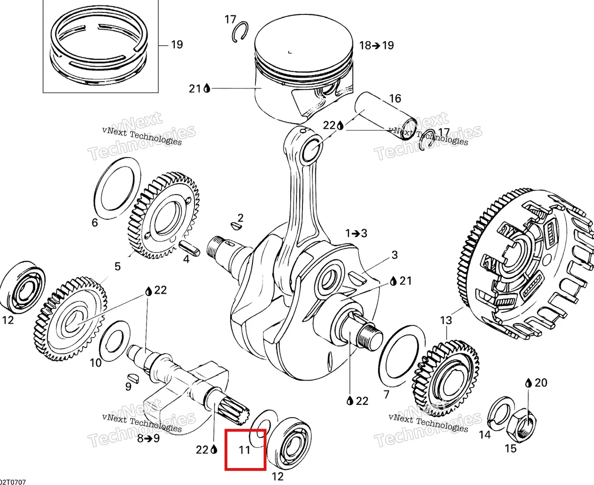Деталь 420627073 на схеме узла 2007 Can-Am DS 650 X Crankshaft And Pistons