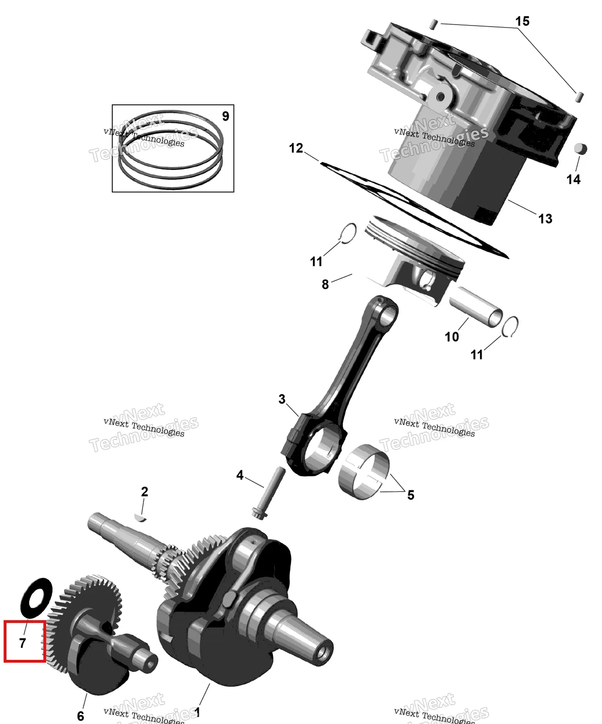 Деталь 420627085 (Упорный шайба 20/41 / 1.3 Can-Am Outlander 4x4 DPS 700 (2025) (420627085)) на схеме узла 2026 Can-Am OUTLANDER - 2X4 - STD - 500 - 1KTB - Legion Red Rotax - Crankshaft, Pistons And Cylinder