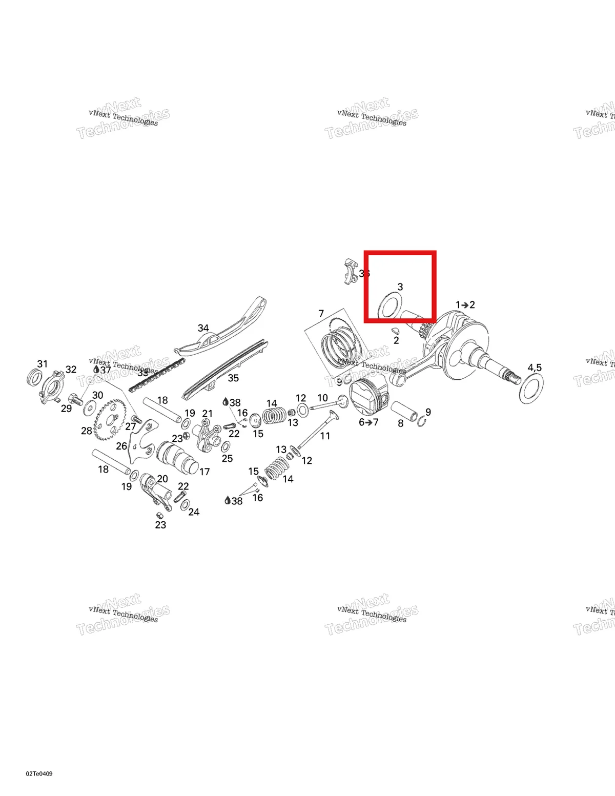 Деталь 420627110 на схеме узла 2004 Can-Am Rally 175 Crankshaft And Pistons