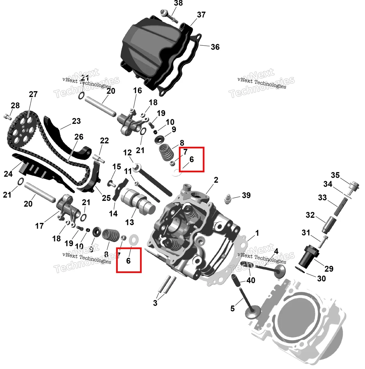 Деталь 420627525 на схеме узла 2026 Can-Am RENEGADE - 4X4 - XMR - 1000R EFI - 5UTA - Hyper Silver Rotax - Front Cylinder Head