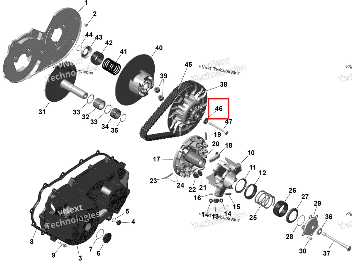 Деталь 420627695 (Упорный шайба Can-Am Outlander 4x4 XT 1000R (2025) (420627695)) на схеме узла 2026 Can-Am OUTLANDER - 2X4 - STD - 500 - 1KTB - Legion Red Rotax - Cvt