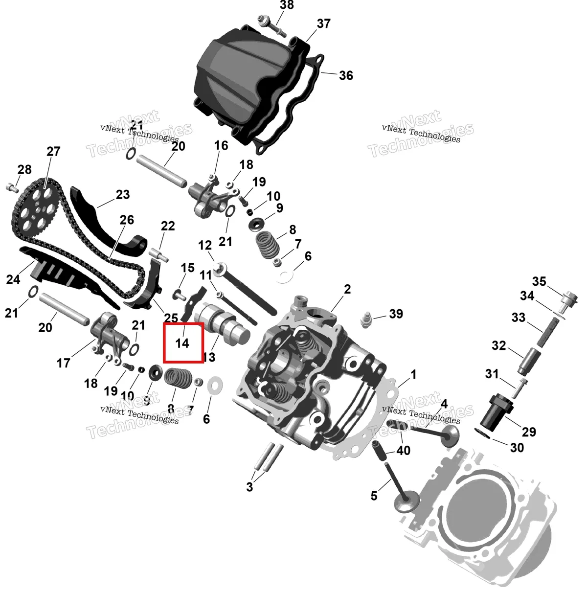 Деталь 420627743 (Проведение Газа) на схеме узла 2026 Can-Am RENEGADE - 4X4 - XMR - 1000R EFI - 5UTA - Hyper Silver Rotax - Front Cylinder Head