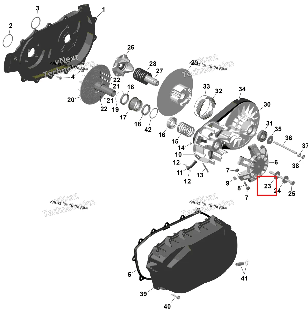 Деталь 420627920 на схеме узла 2026 Can-Am RENEGADE - 4X4 - XMR - 650 EFI - 5TTA - Catalyst Gray Rotax - Cvt