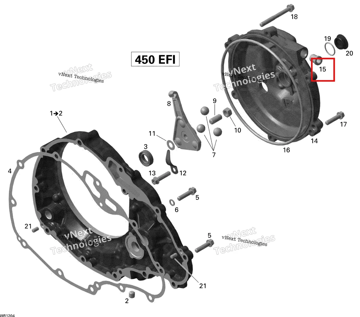 Деталь 420629010 на схеме узла 2015 Can-Am DS 450EFI STD Clutch Cover