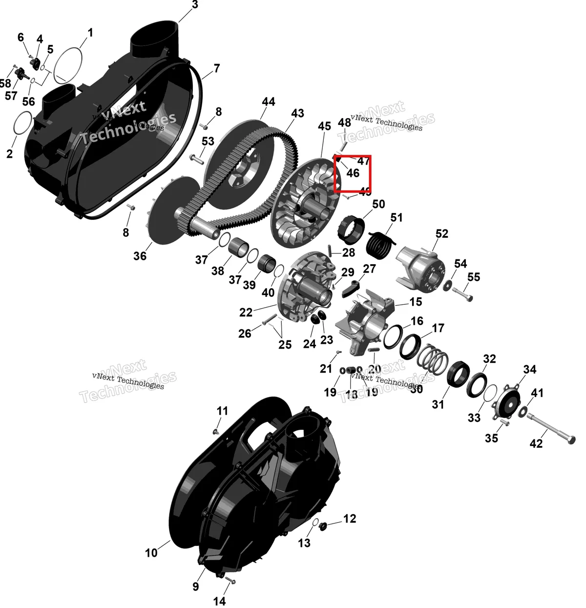 Деталь 420629211 (Ролик упорный Can-Am Maverick X3 Turbo R XRC (2018) (420629211)) на схеме узла 2026 Can-Am Maverick Max - TURBO - DS - 7WTB - Dusty Navy Satin - 64