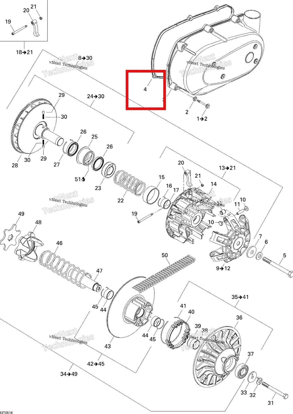 Деталь 420630110 на схеме узла Belt And Engine Pulley System