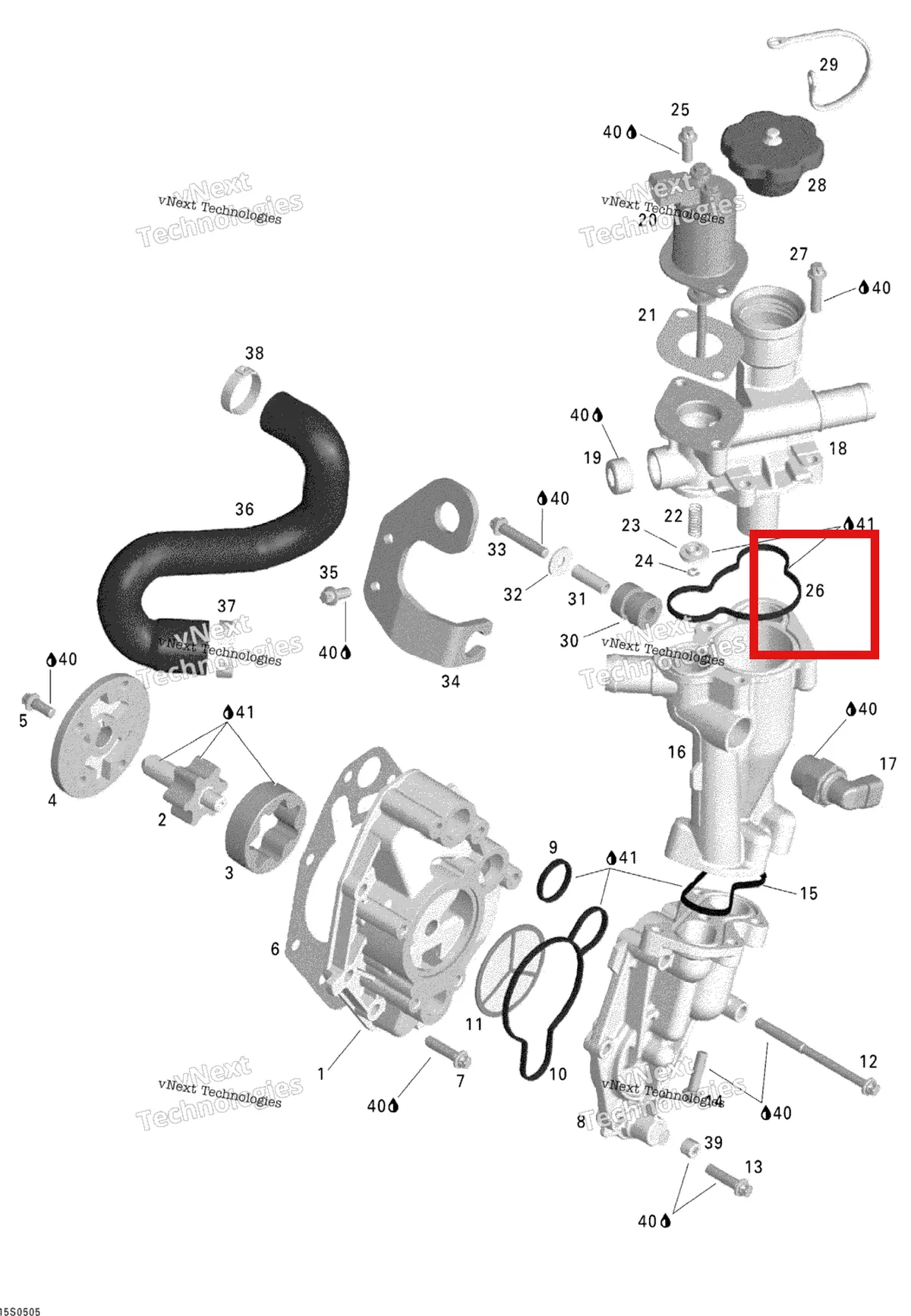 Деталь 420630220 на схеме узла 2005 Sea-Doo GTX 4-TEC, STD Oil Separator