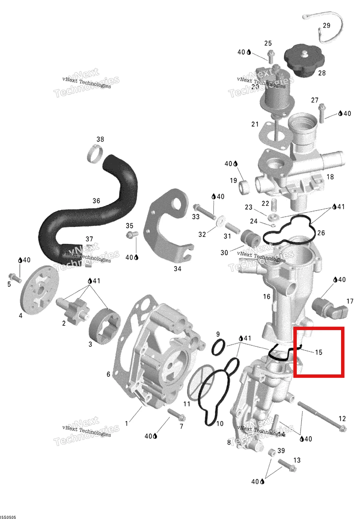Деталь 420630231 на схеме узла 2005 Sea-Doo GTX 4-TEC, STD Oil Separator