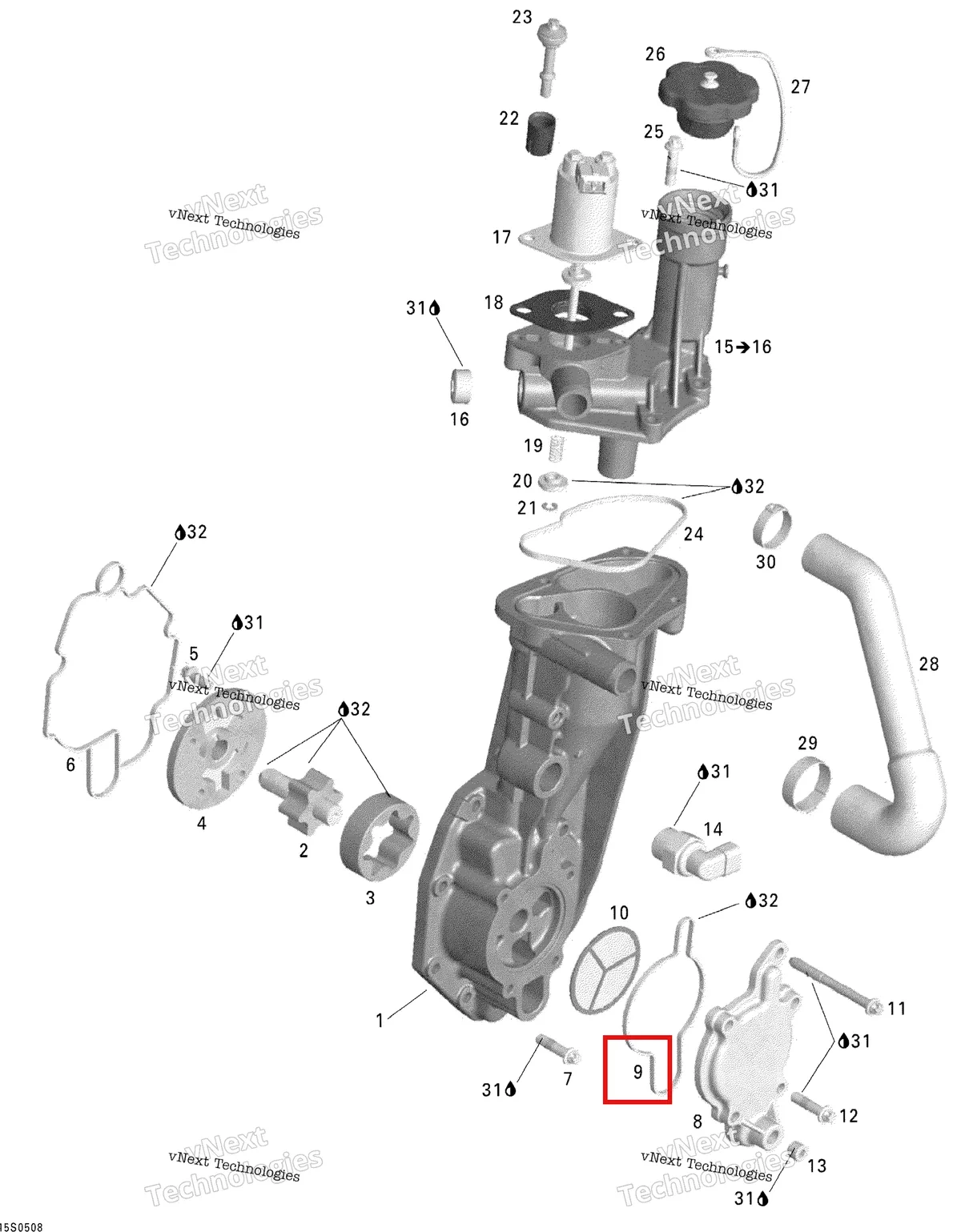 Деталь 420630232 на схеме узла 2005 Sea-Doo GTX 4-TEC, LTD SCIC Oil Separator