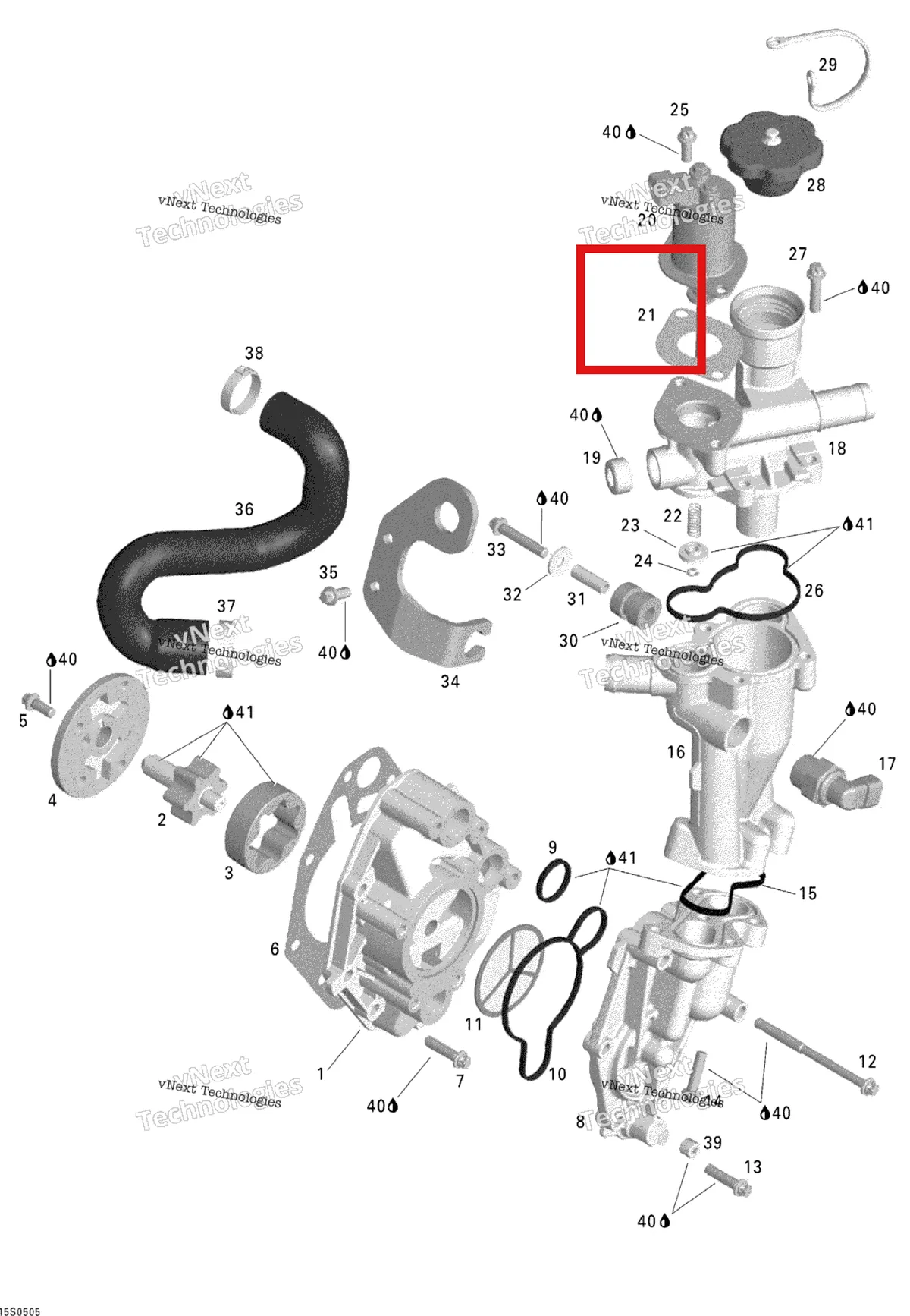 Деталь 420630540 на схеме узла 2005 Sea-Doo GTX 4-TEC, STD Oil Separator