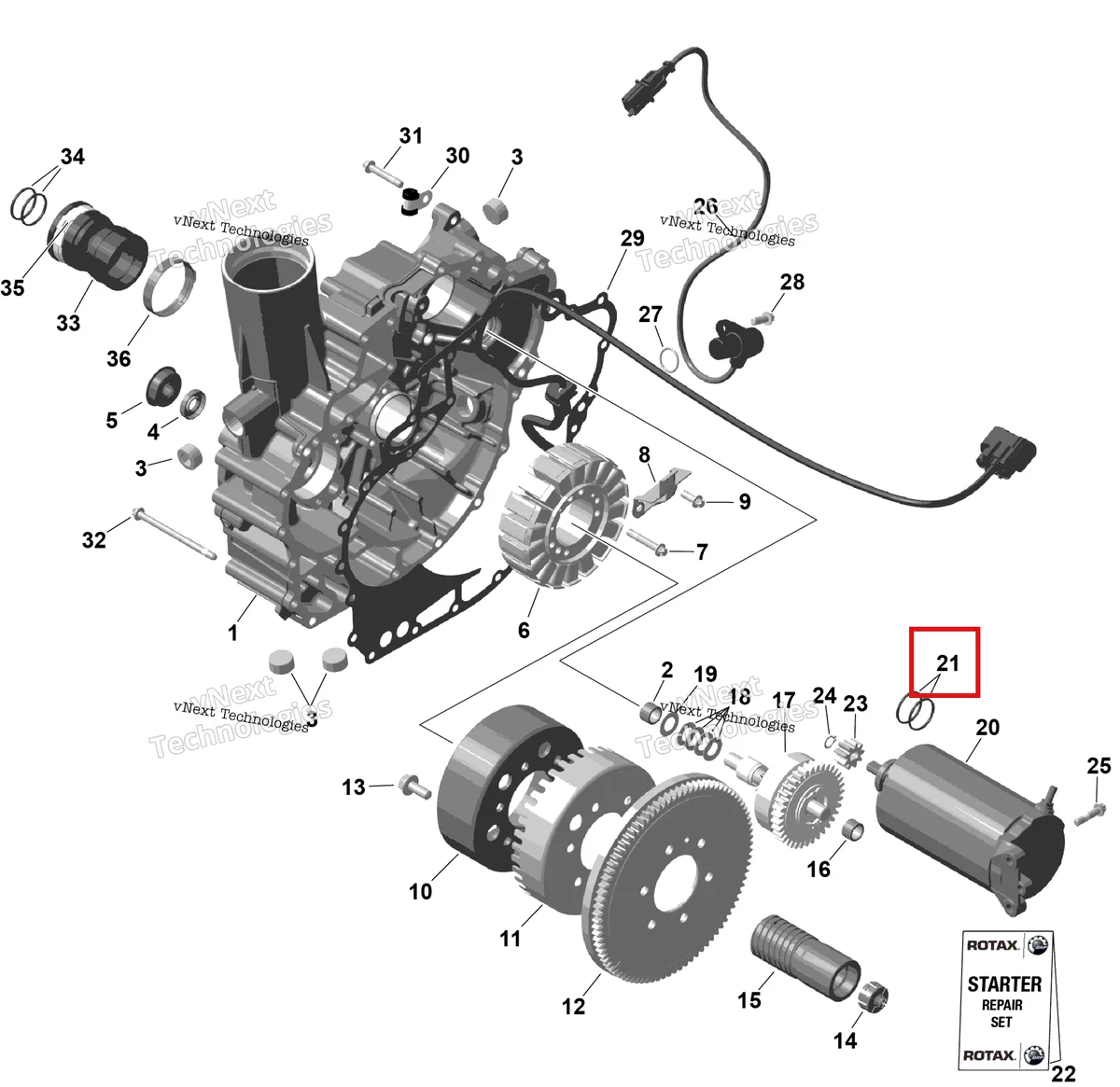 Деталь 420631310 на схеме узла 2026 Sea-Doo GTI - 130 - STD - 38TB - Bright White Rotax - Magneto And Electric Starter