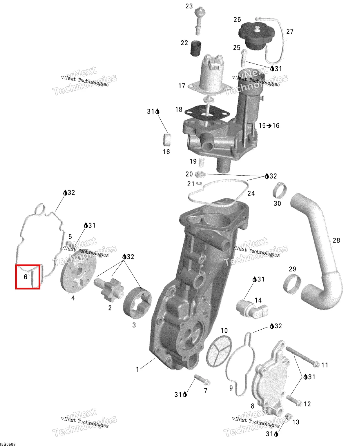 Деталь 420631480 на схеме узла 2005 Sea-Doo GTX 4-TEC, LTD SCIC Oil Separator