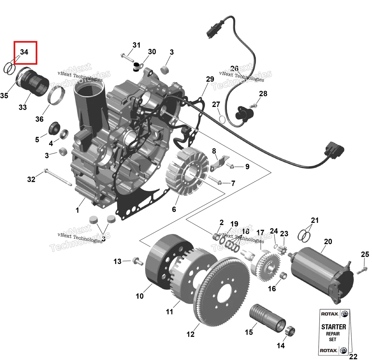Деталь 420631612 (Уплотнительное кольцо Can-Am Commander MAX 1000R EFI (2020) (420631612)) на схеме узла 2026 Sea-Doo GTI - 130 - STD - 38TB - Bright White Rotax - Magneto And Electric Starter