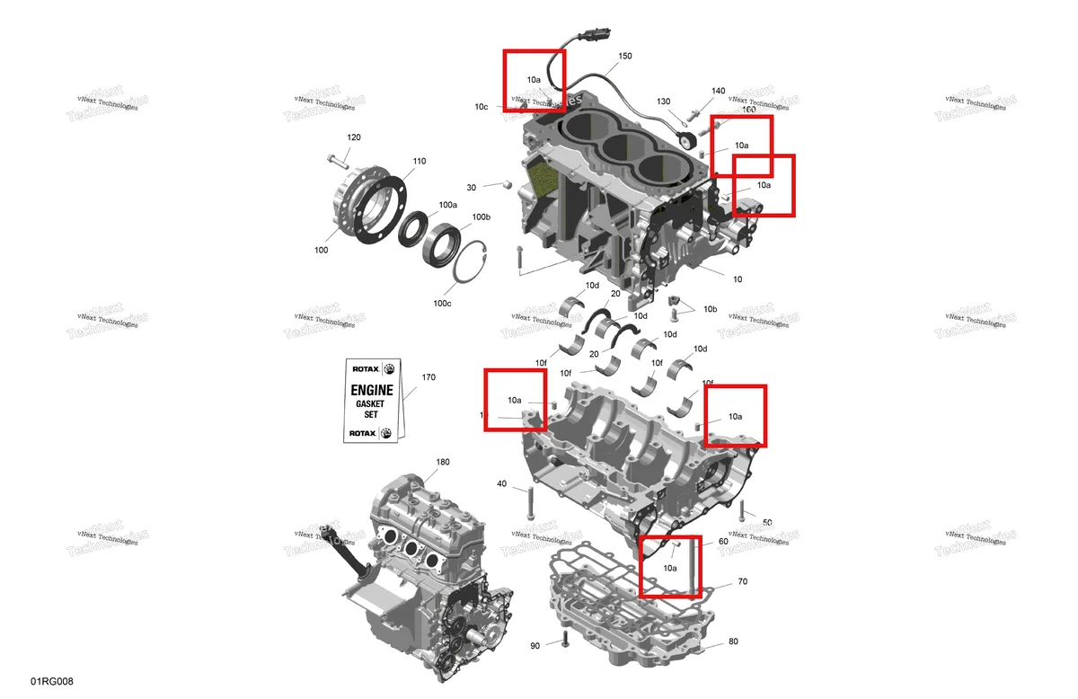 Деталь 420632014 (Center штифт 8 × 12 Can-Am Commander MAX 1000R EFI XT (2024) (420632014)) на схеме узла 2027 Ski-Doo RENEGADE - X-RS - 900 ACE TURBO R - DAVP - Circuit Yellow - 15X137X1.5IR Track Rotax - Crankcase