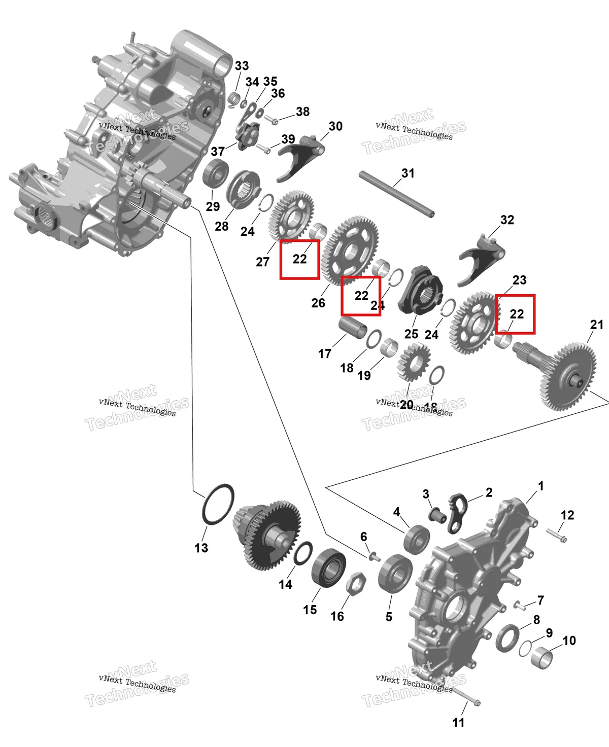Деталь 420632070 на схеме узла 2026 Can-Am RENEGADE - 4X4 - XMR - 1000R EFI - 5UTA - Hyper Silver Rotax - Gearbox 2