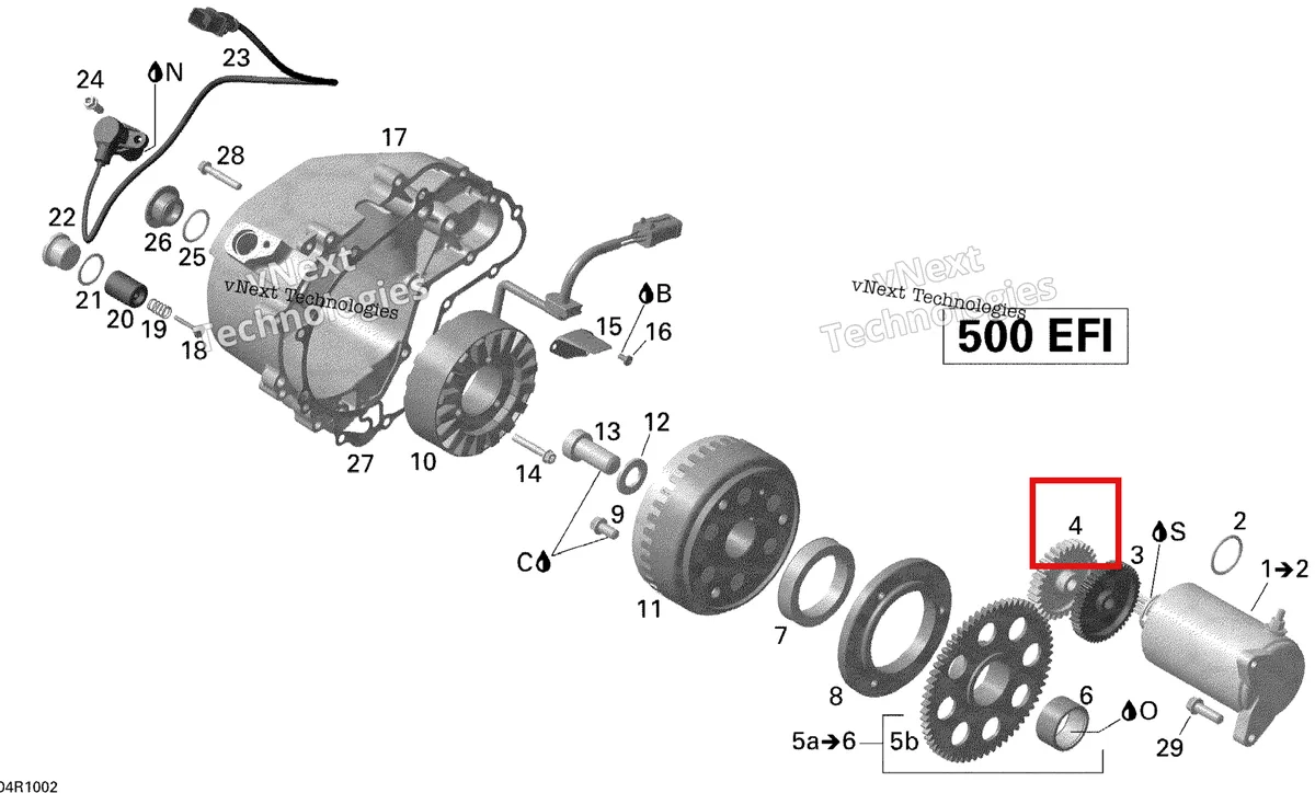 Деталь 420634604 (Деталь Gear, 30 Teeth) на схеме узла 2010 Can-Am Outlander 500 EFI Magneto And Electric Starter V1_Std, Xt, Xt-P