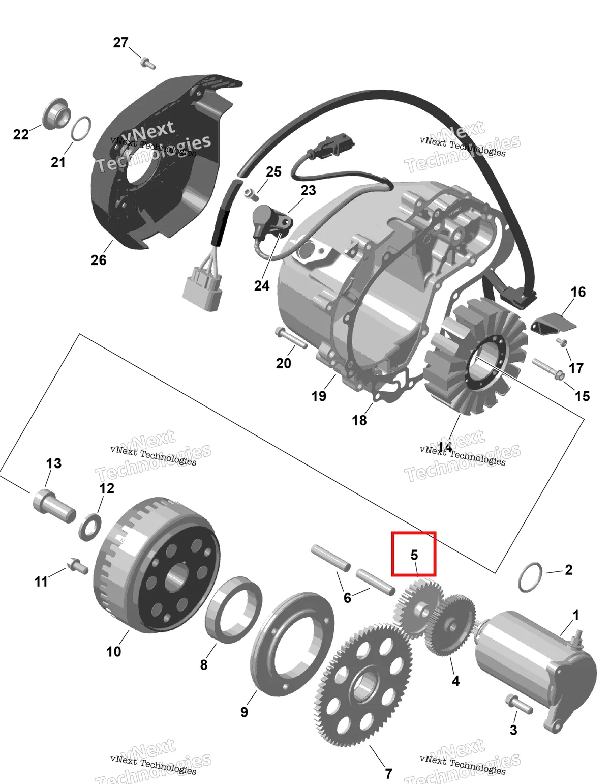 Деталь 420634605 (Деталь Gear, 30 Teeth) на схеме узла 2026 Can-Am RENEGADE - 4X4 - XMR - 1000R EFI - 5UTA - Hyper Silver Rotax - Magneto And Electric Starter