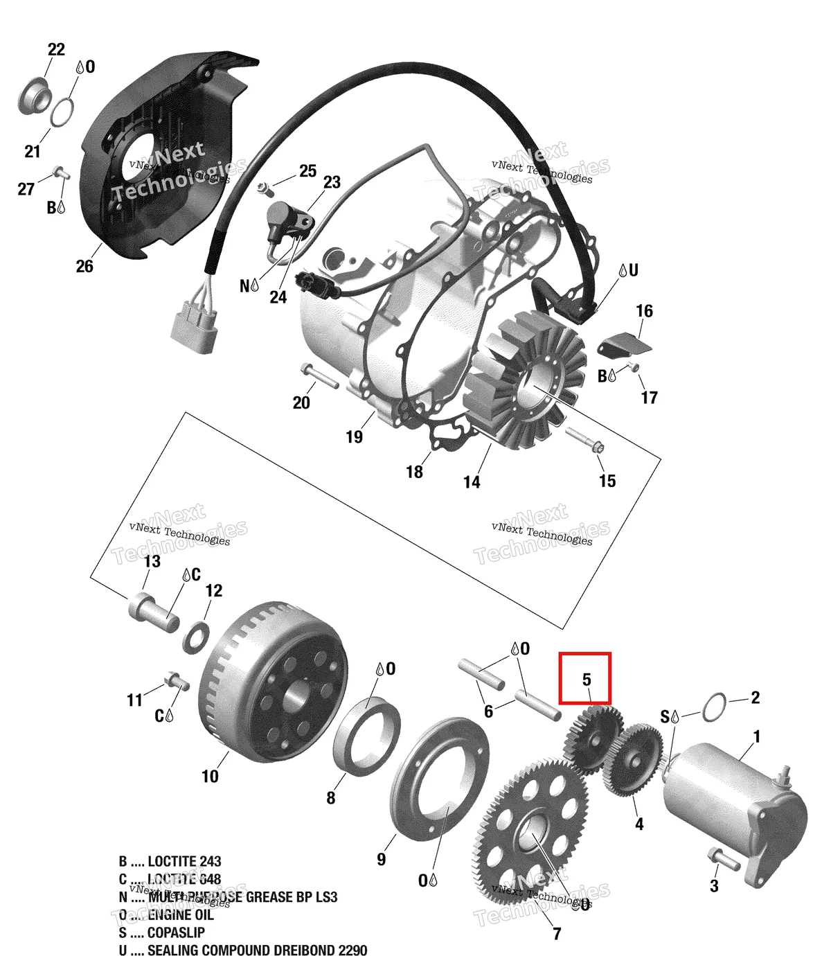 Деталь 420634607 на схеме узла 2019 Can-Am OUTLANDER 1000 EFI - T3 Magneto And Electric Starter