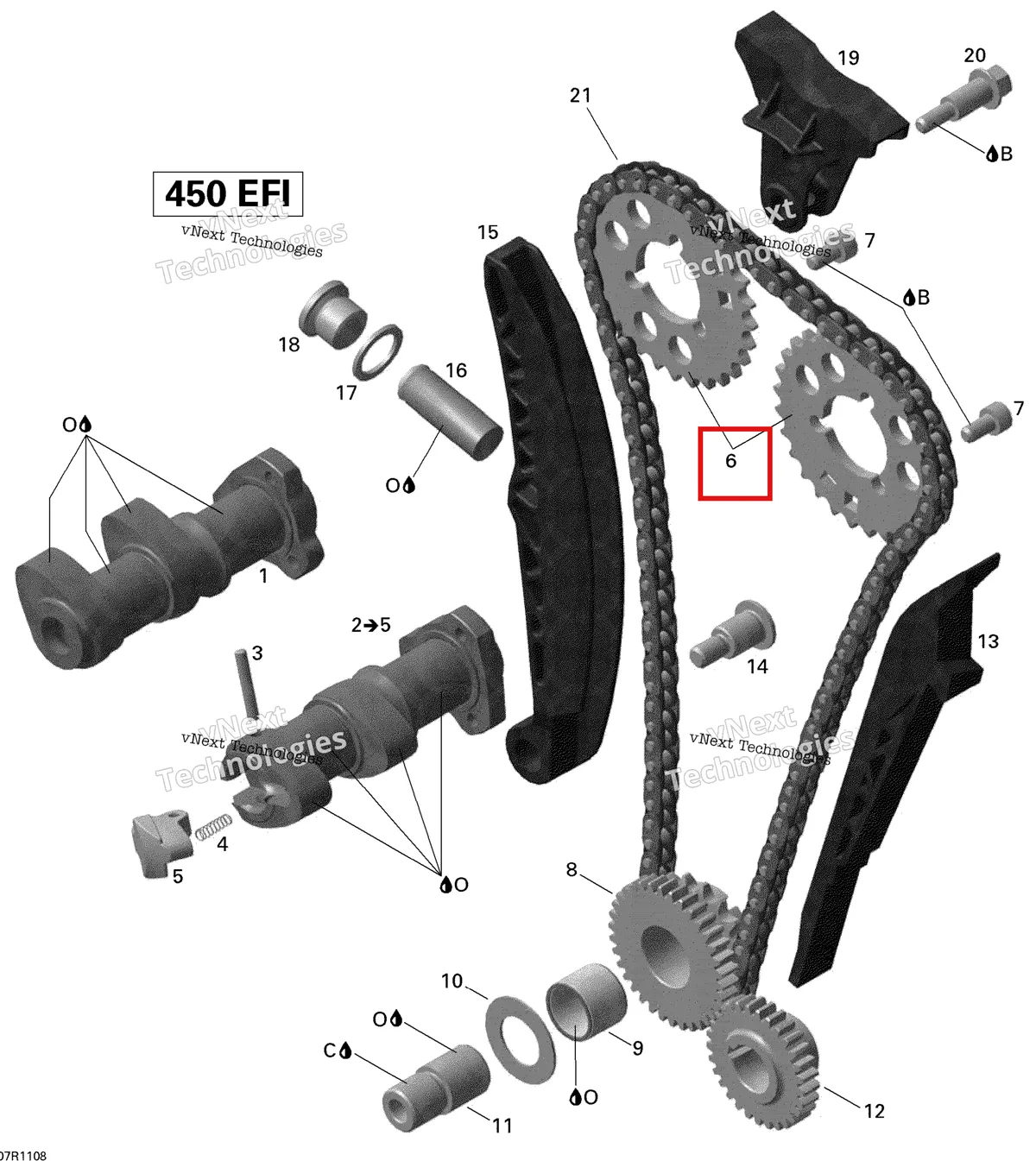 Деталь 420634732 на схеме узла 2011 Can-Am DS 450 EFI Camshafts And Timing Chain