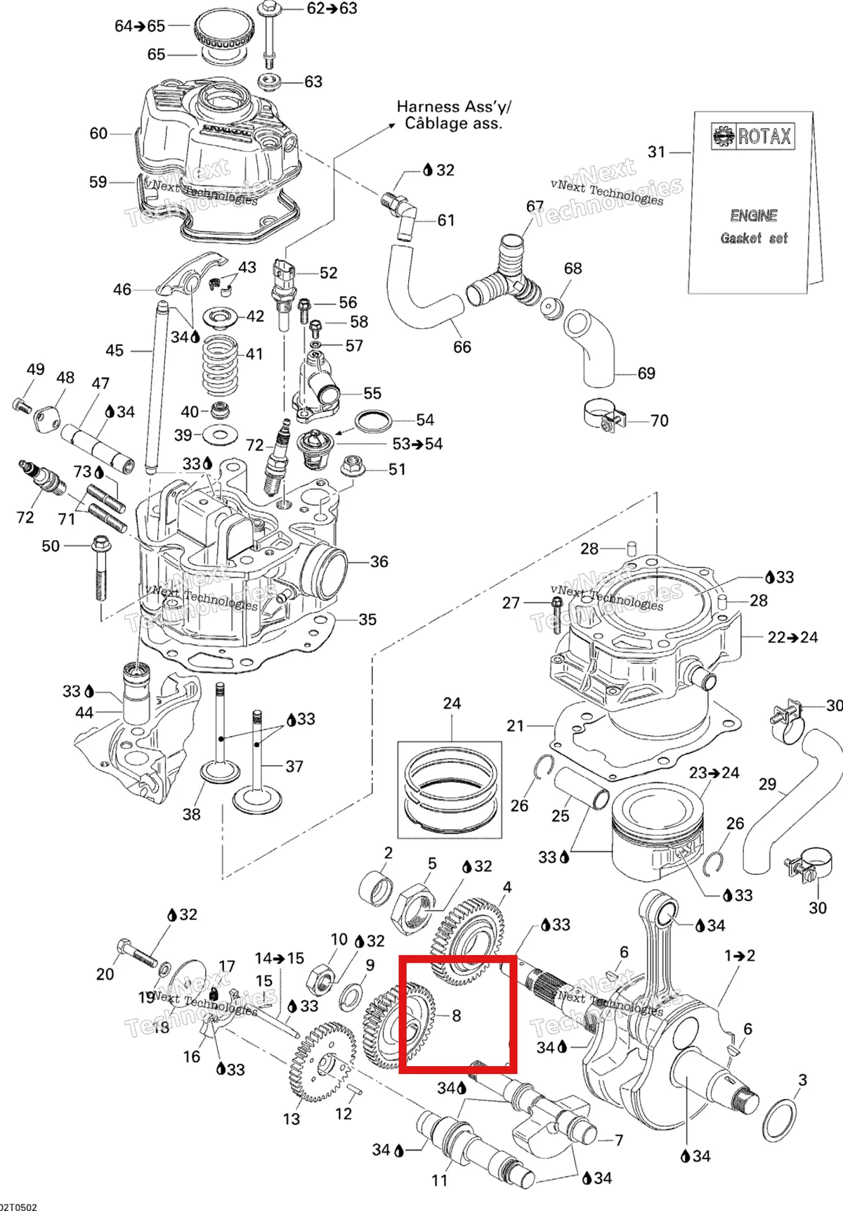 Деталь 420635100 на схеме узла 2005 Can-Am Traxter 5 Speed Crankshaft, Piston And Cylinder