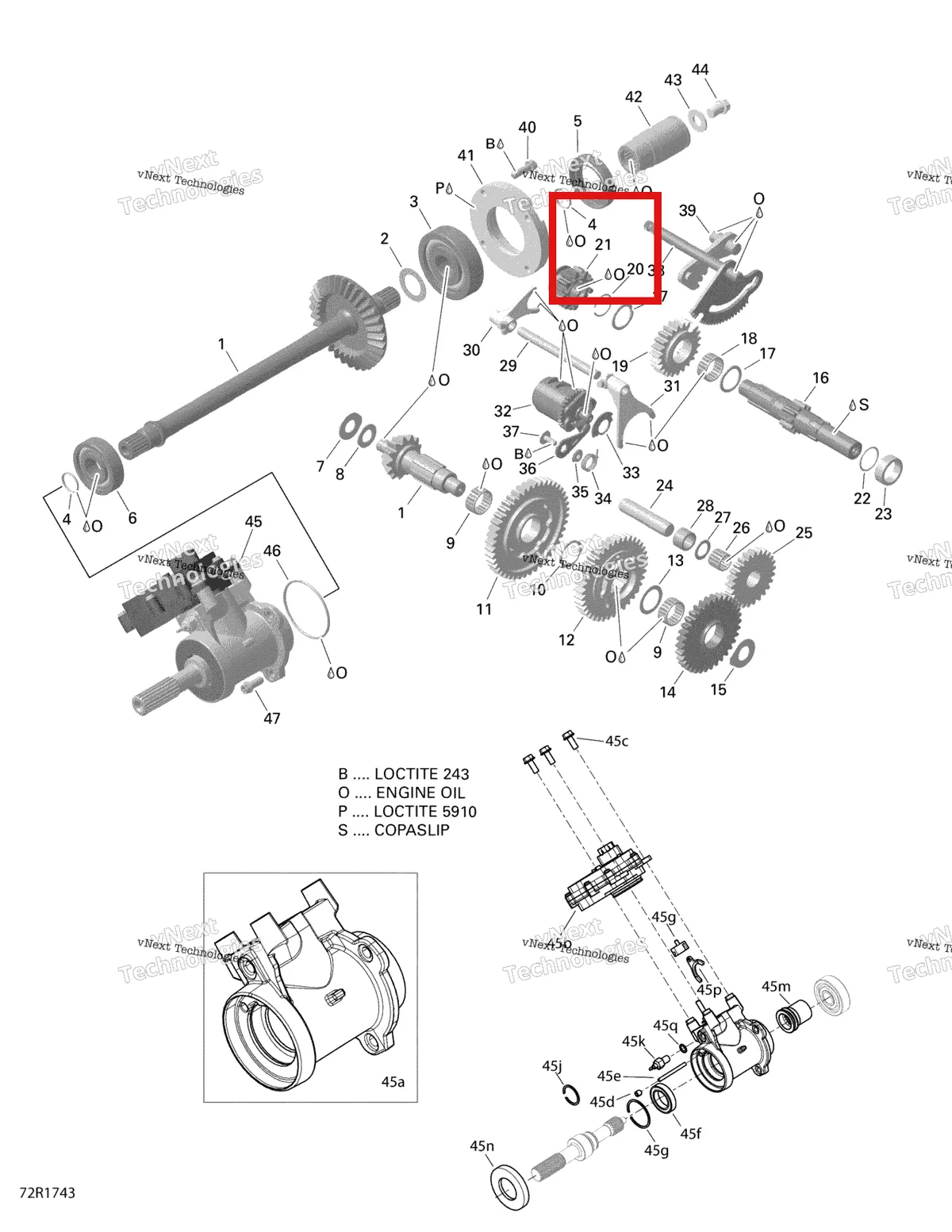 Деталь 420635215 на схеме узла 2021 Can-Am Defender HD5 - BASE DPS Rotax - Gear Box And Components