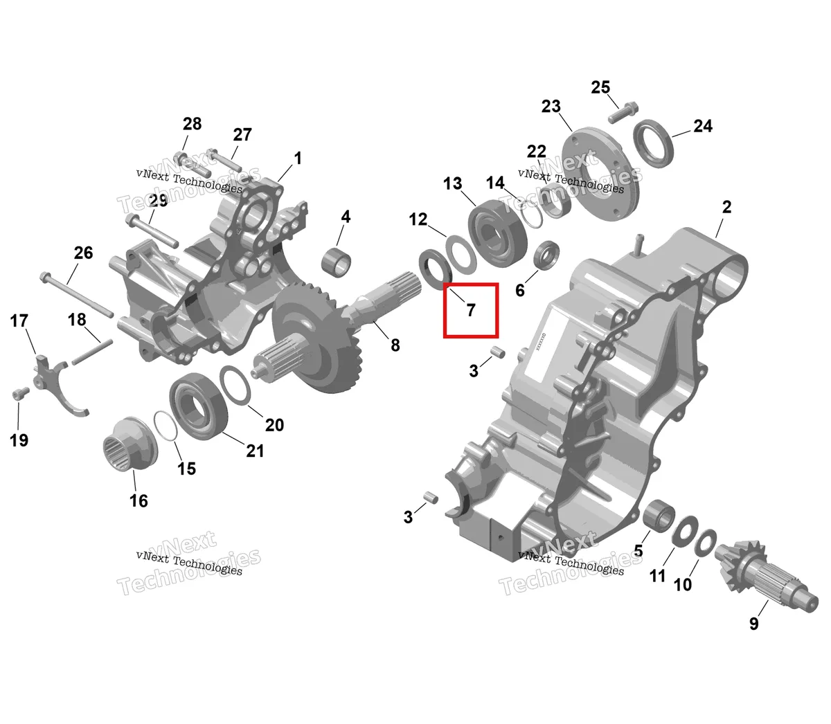 Деталь 420635557 на схеме узла 2026 Can-Am RENEGADE - 4X4 - XMR - 650 EFI - 5TTA - Catalyst Gray Rotax - Gearbox 1
