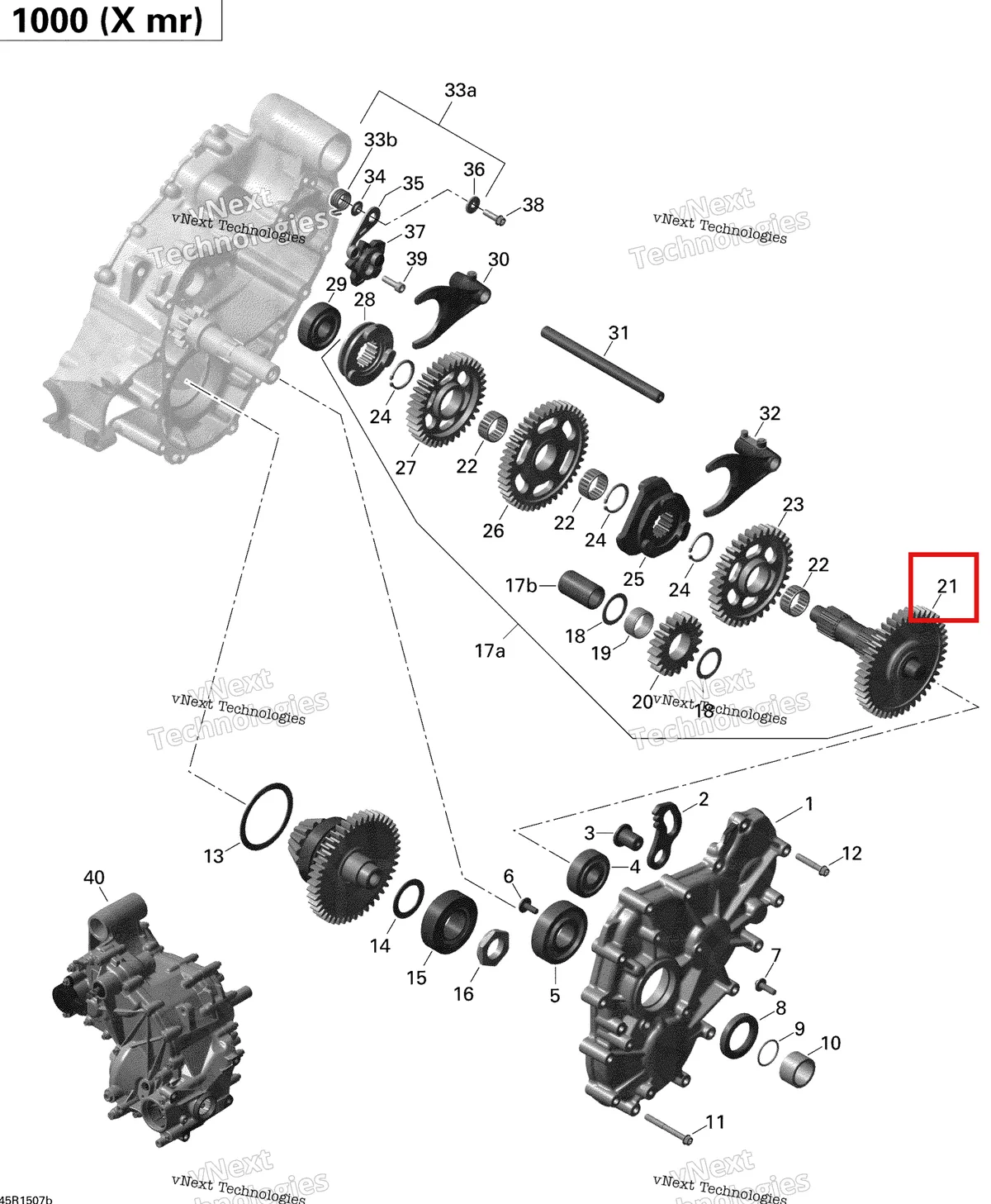 Деталь 420637047 на схеме узла 2015 Can-Am OUTLANDER 1000 EFI XMR Gear Box 2