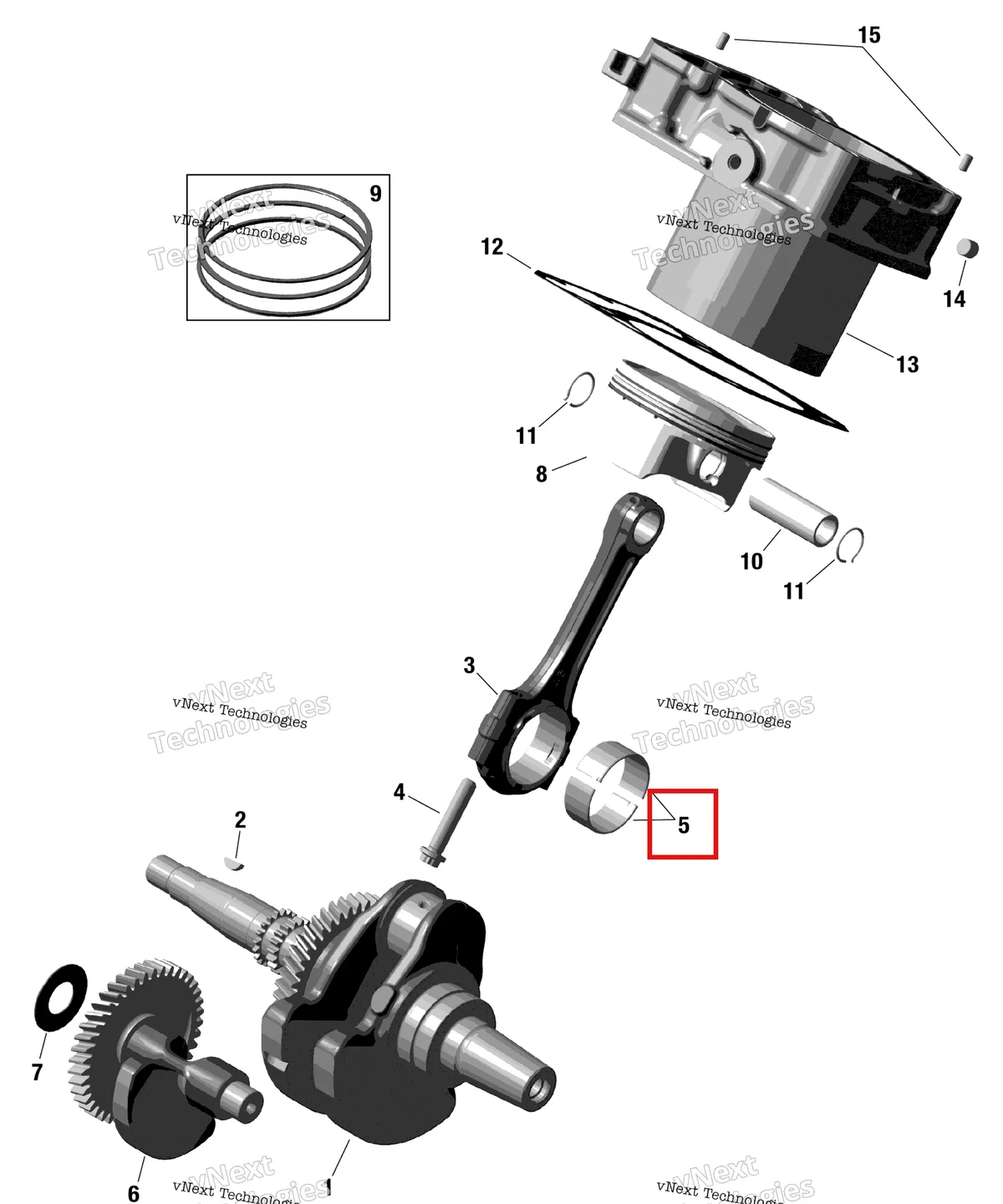 Деталь 420637482 на схеме узла 2023 Can-Am Outlander PRO HD7 Rotax - Crankshaft, Pistons And Cylinder